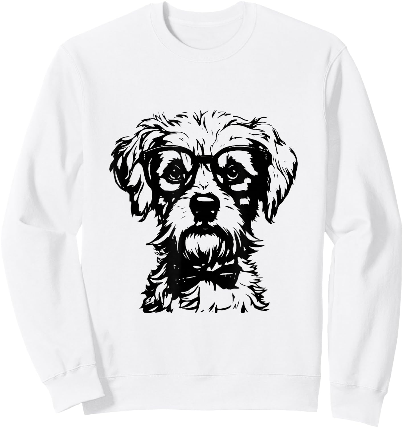 Funny Goldendoodle Havanese Dog With Glasses Graphic Sweatshirt - Sweatshirt | White