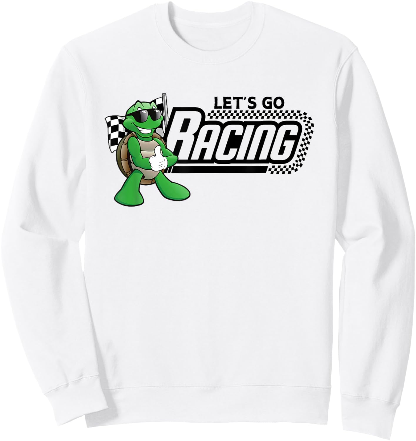 Turtle Races Racing Turtles Checkered Flag Sweatshirt - Sweatshirt | White