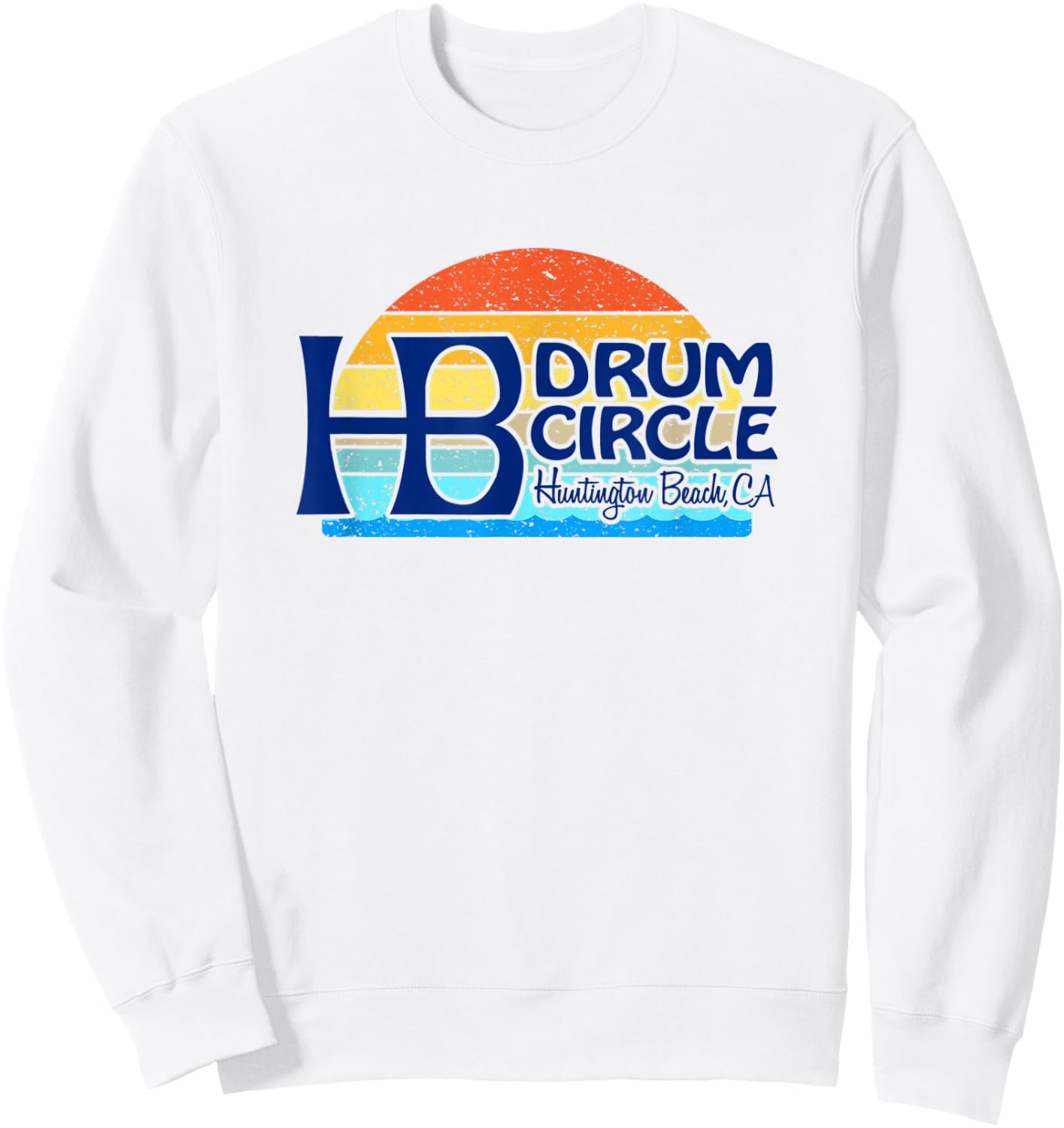 HB Drum Circle Huntington Beach, CA - sunset surf sand vibes Sweatshirt - Sweatshirt | White