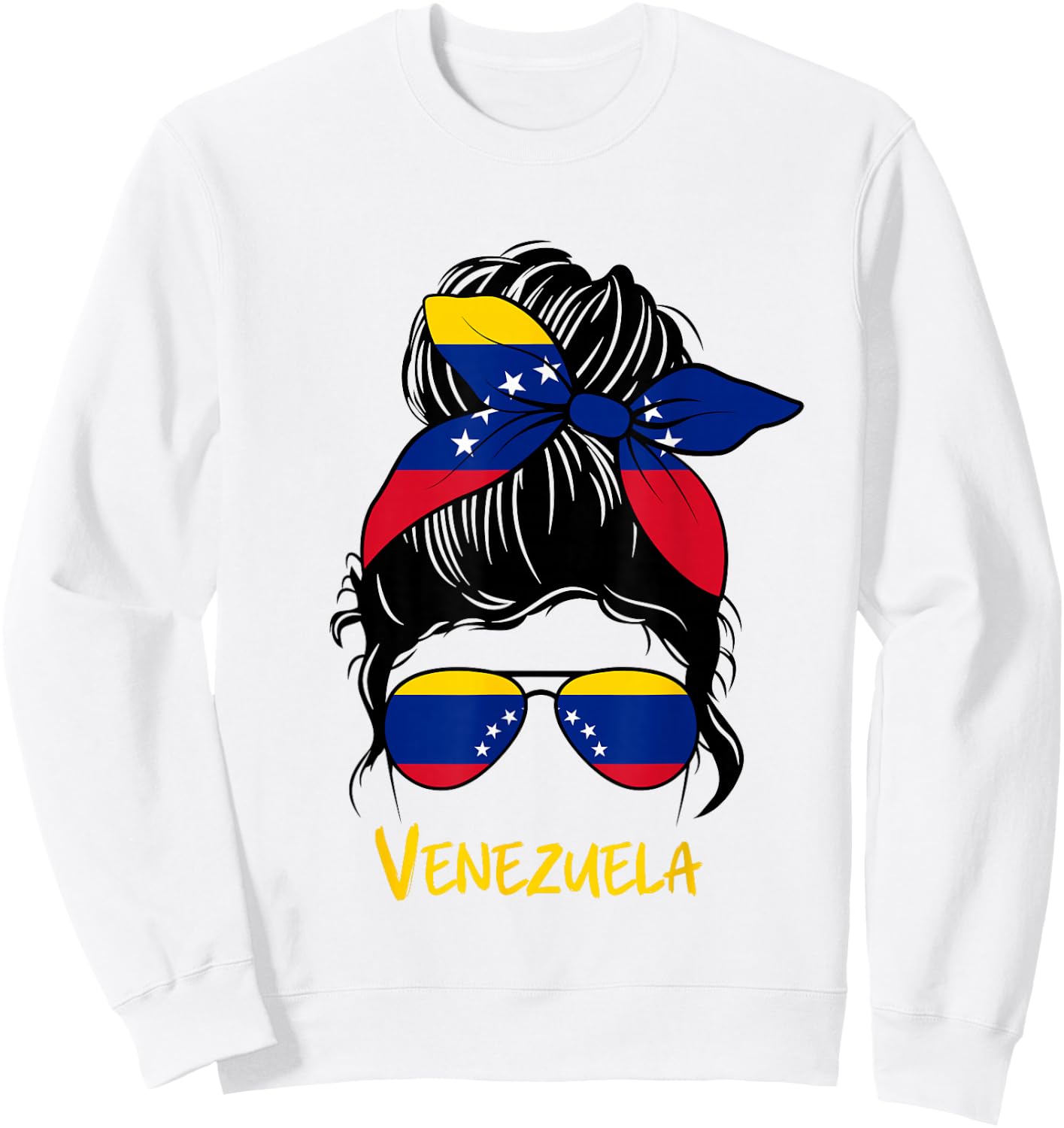 Venezuelan Girl Bandana Glasses Flag Colors Latina Pride Sweatshirt - Sweatshirt | White