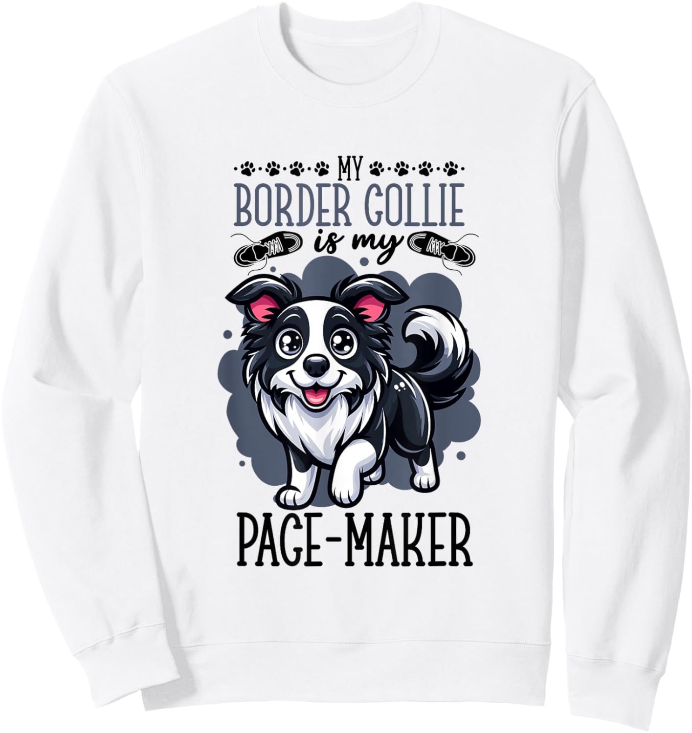 Running with Border Collie Sweatshirt - Sweatshirt | White