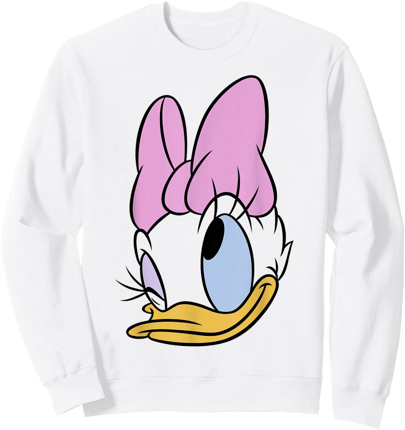 Disney Daisy Duck Big Face Winking Bow Sweatshirt - Sweatshirt | White