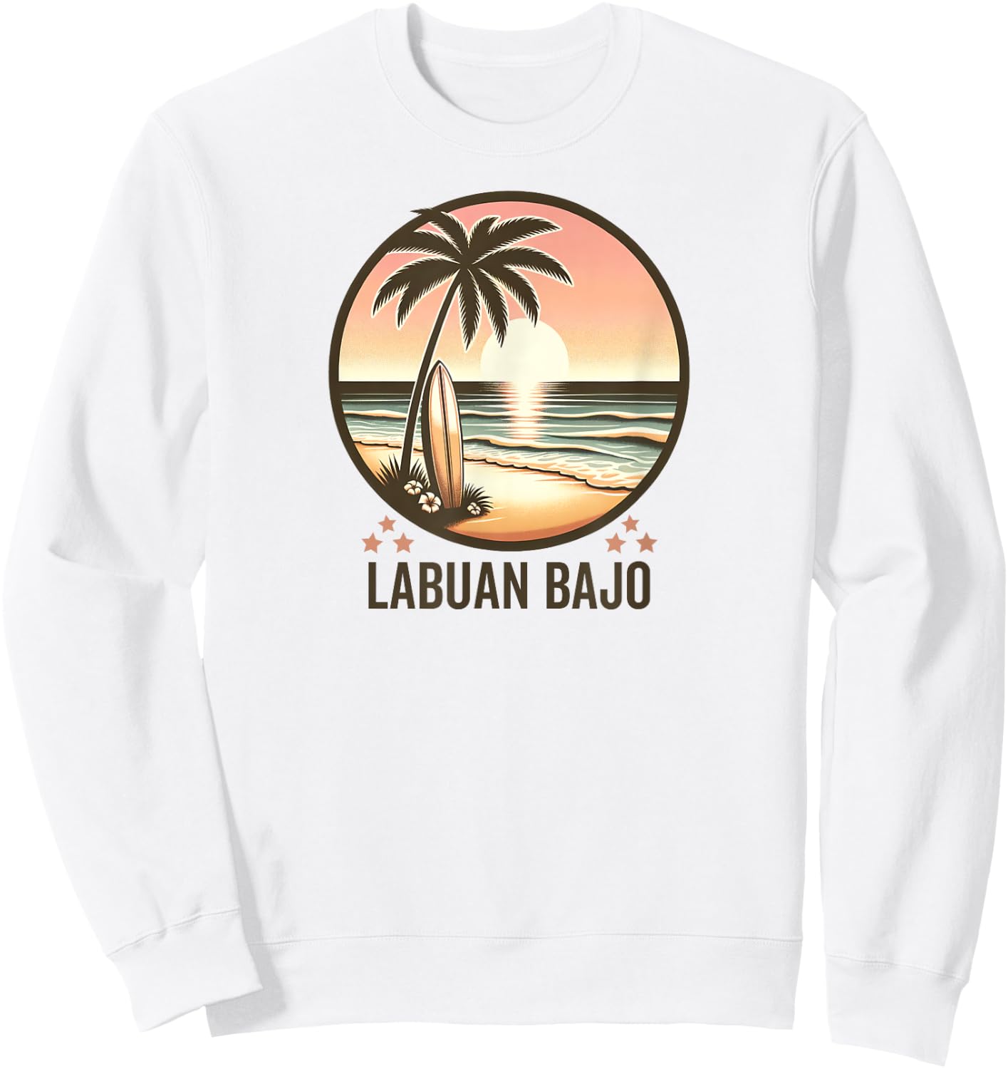 Labuan Bajo Palm Trees Surfing - Indonesia Beach Sunset Women Kids Sweatshirt - Sweatshirt | White