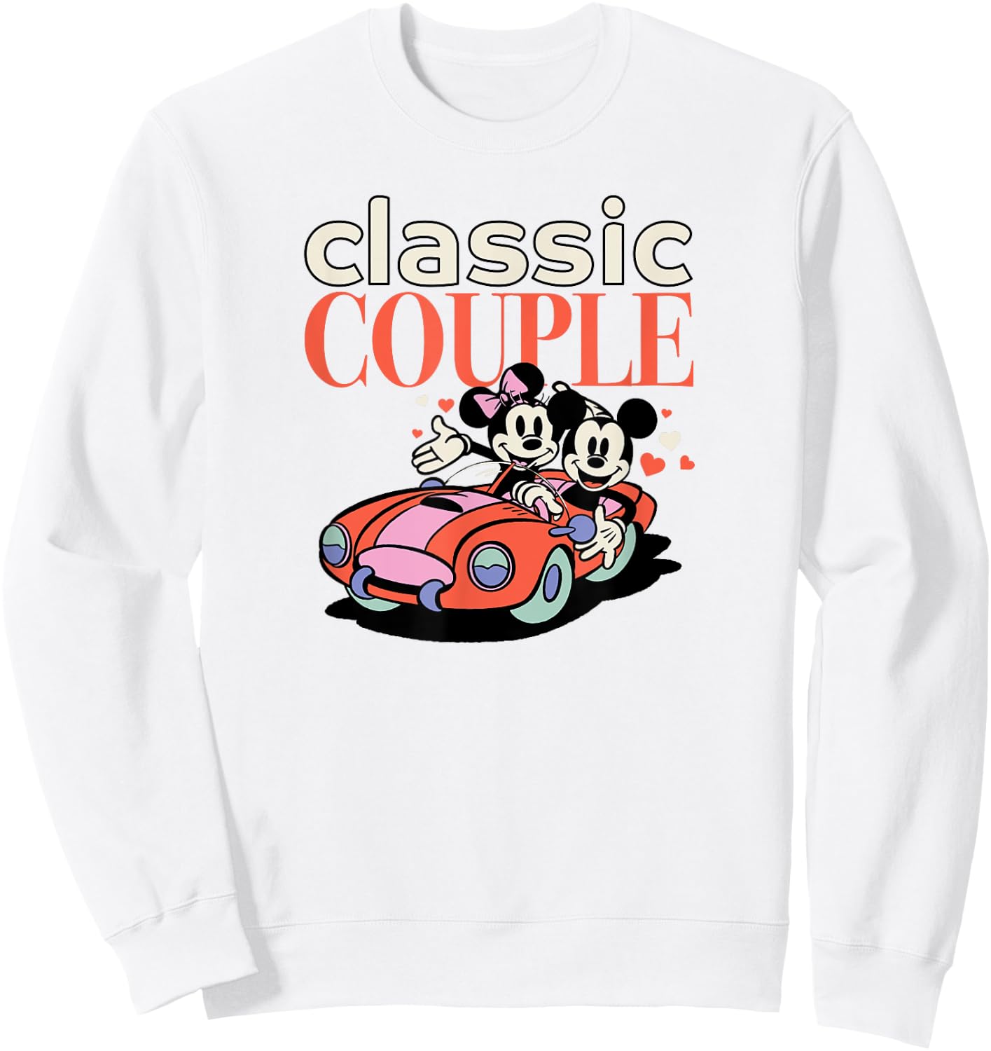 Amazon Essentials Mickey and Minnie Valentine's Day Classic Couple Sweatshirt - Sweatshirt | White