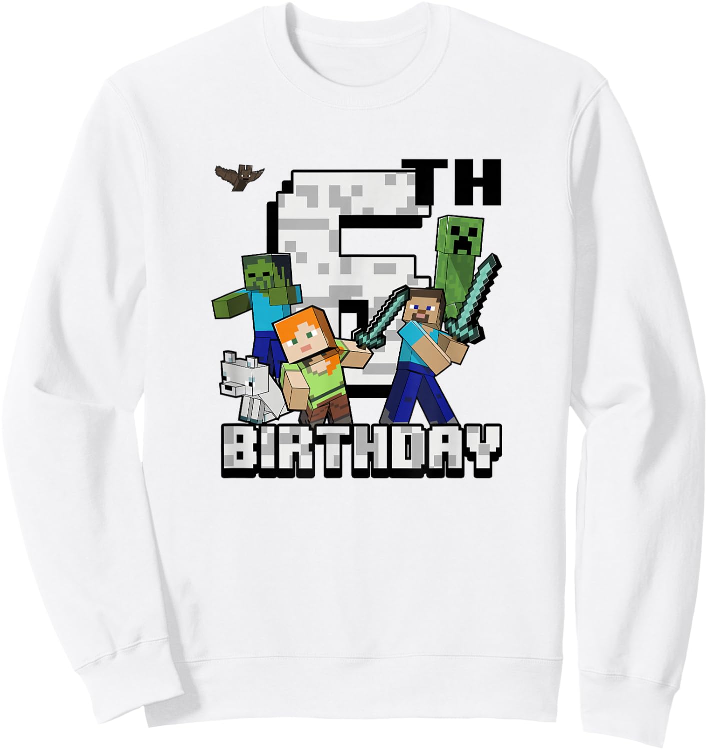 Minecraft Group Shot Happy 6th Birthday Sweatshirt - Sweatshirt | White