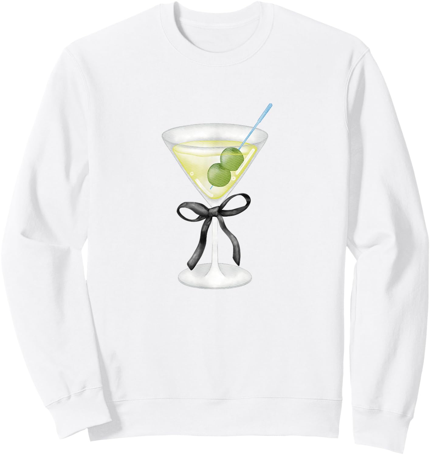 Coquette Bow with Martini Coquette Aesthetic Sweatshirt - Sweatshirt | White