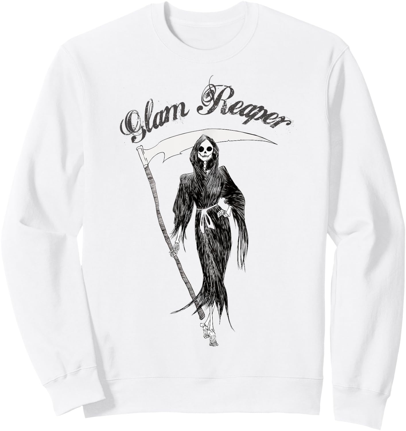 Cute The Glam reaper easy Halloween Women's Costume Sweatshirt - Sweatshirt | White