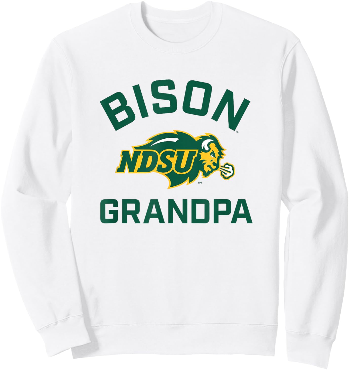 North Dakota State University NDSU Bison Arched Grandpa Sweatshirt - Sweatshirt | White