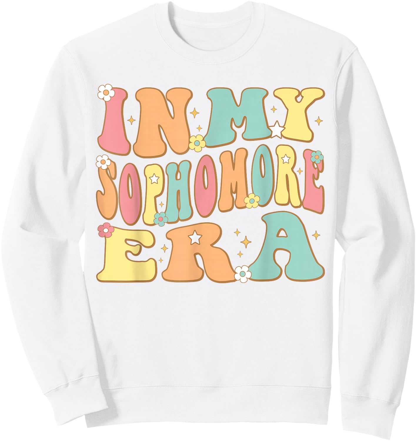 In My Sophomore Era Groovy School 10th Grade Student Girl Sweatshirt - Sweatshirt | White