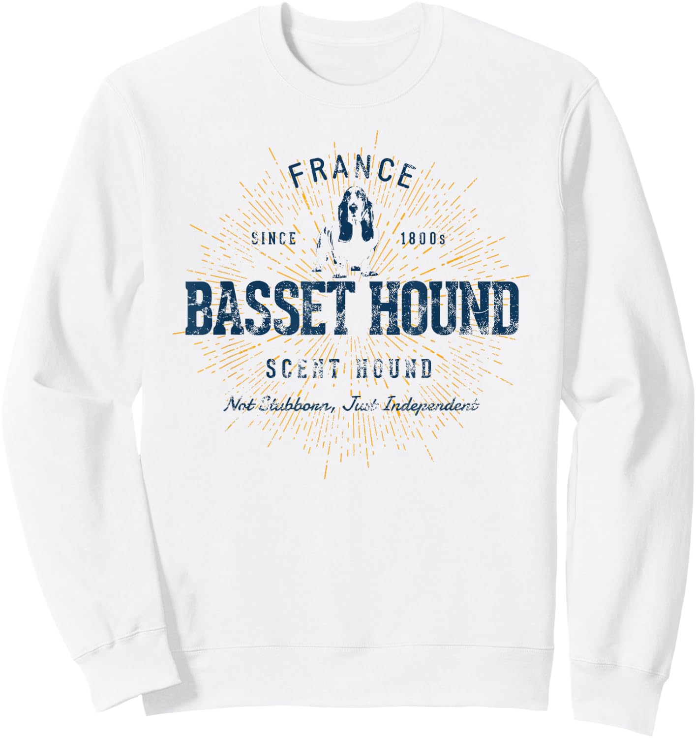 Retro Vintage Basset Hound Sweatshirt - Sweatshirt | White