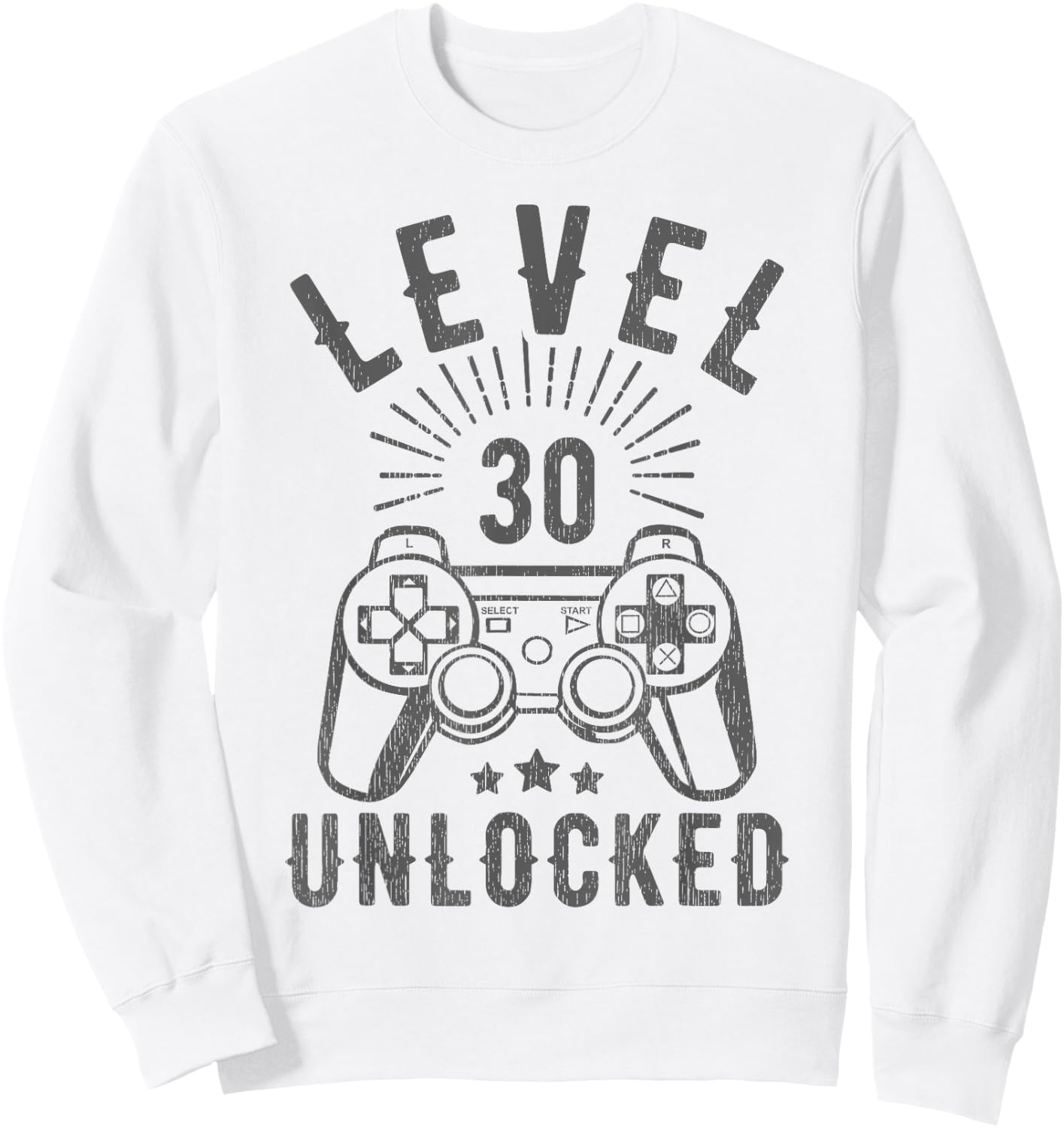 Level 30 Unlocked Funny Gamer 30th Birthday Vintage 30 Years Sweatshirt - Sweatshirt | White