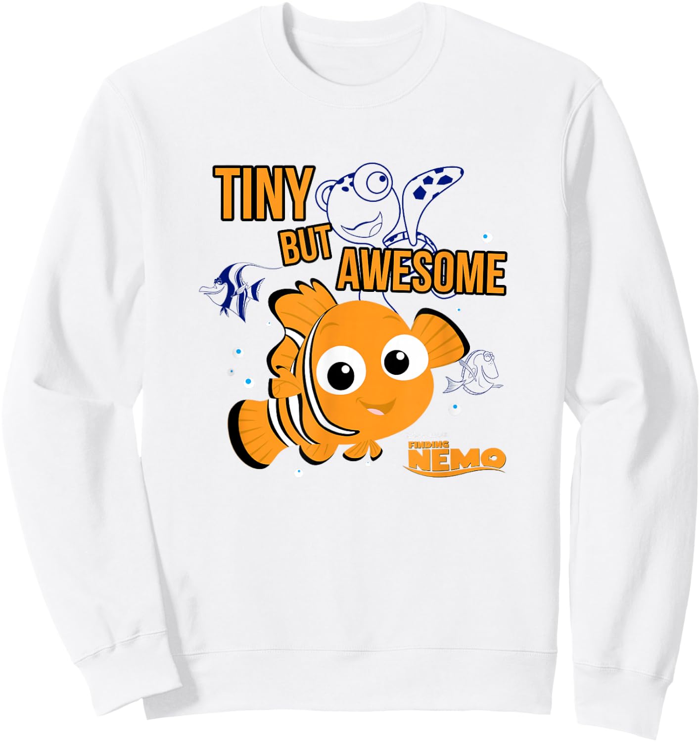 Disney Pixar Finding Nemo Tiny But Awesome Big Chest Logo Sweatshirt - Sweatshirt | White