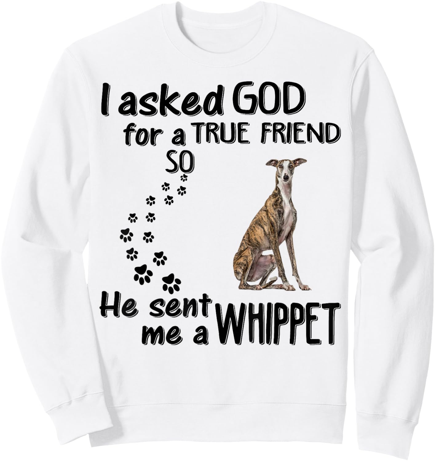 I Asked God For True Friend So He Sent Whippet Sweatshirt - Sweatshirt | White