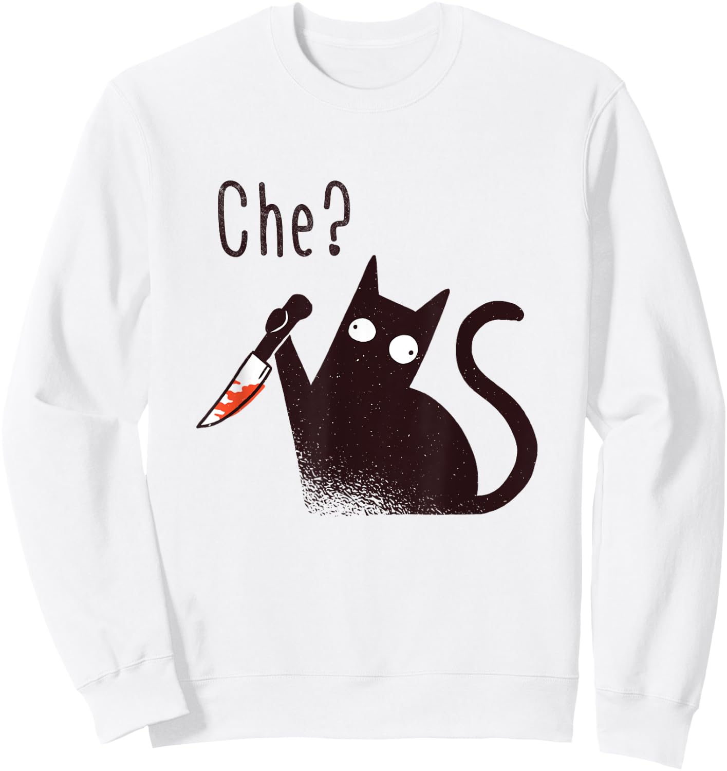 Funny Italian Language Evil Cat With A Knife Women Kids Sweatshirt - Sweatshirt | White