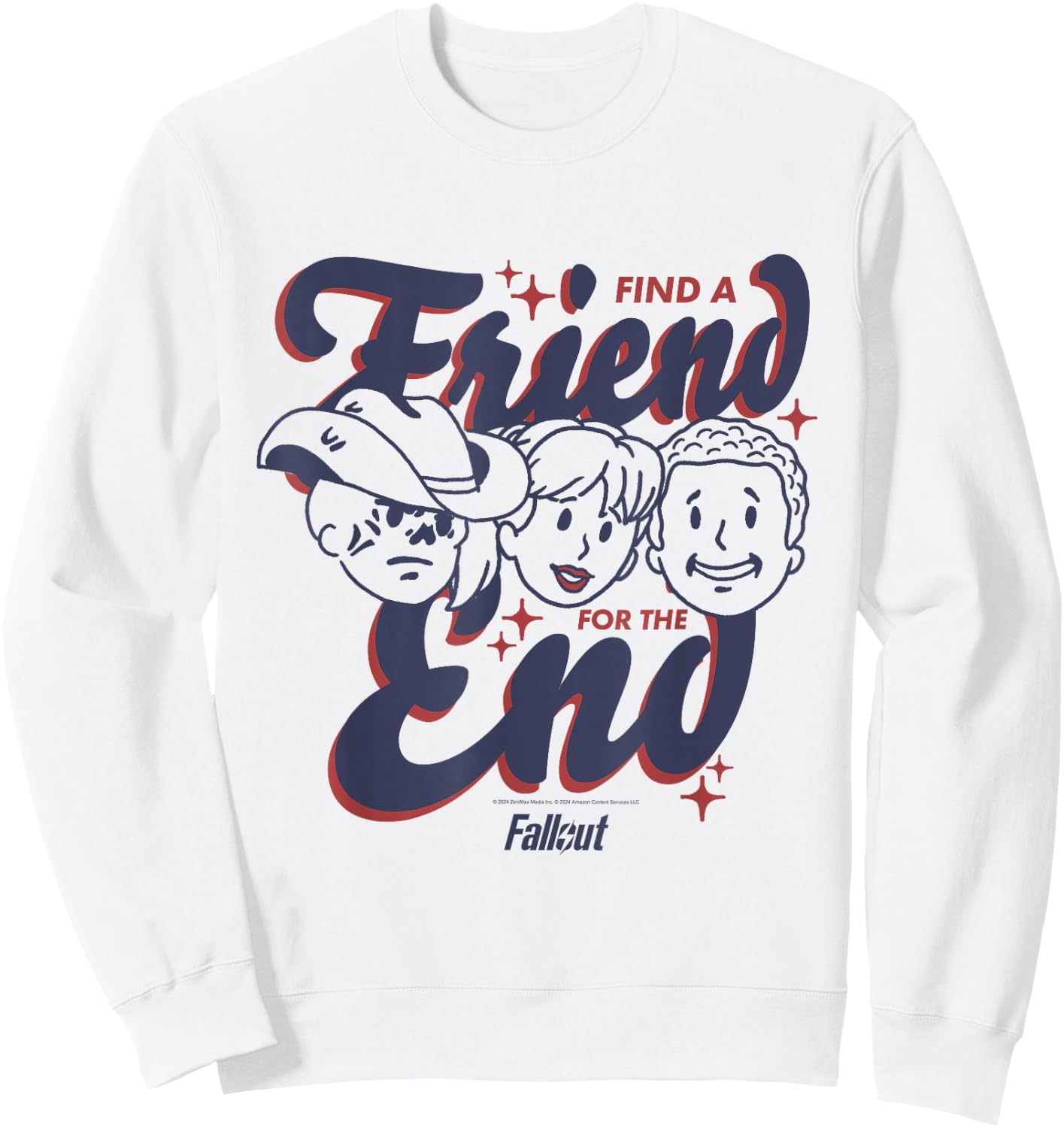 Fallout TV Series Friend for The End Three Character Faces Sweatshirt - Sweatshirt | White