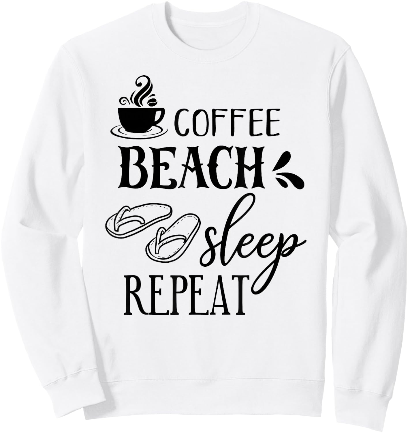Coffee Beach Sleep Repeat Summer Sweatshirt - Sweatshirt | White