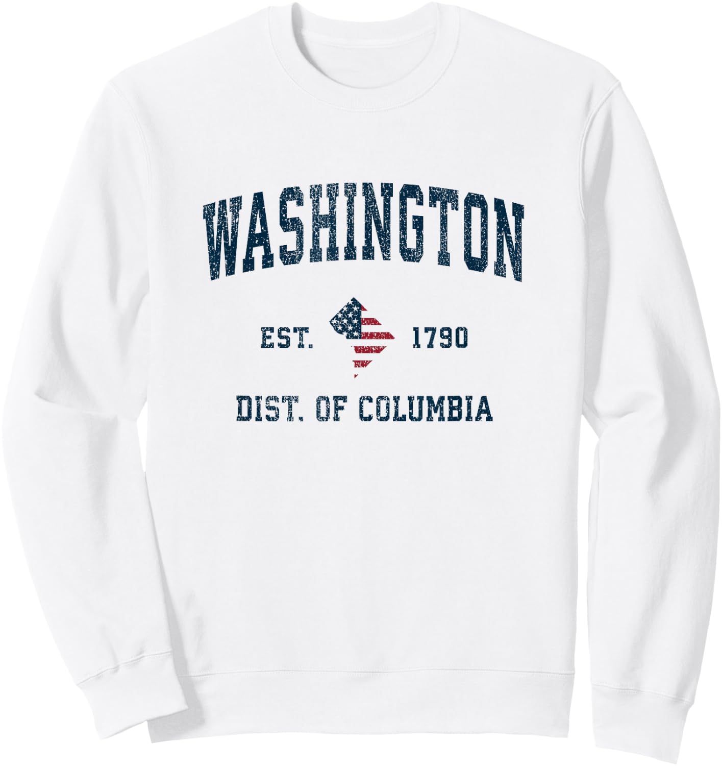 Washington DC Vintage American Flag USA Sports Design Sweatshirt - Sweatshirt | White