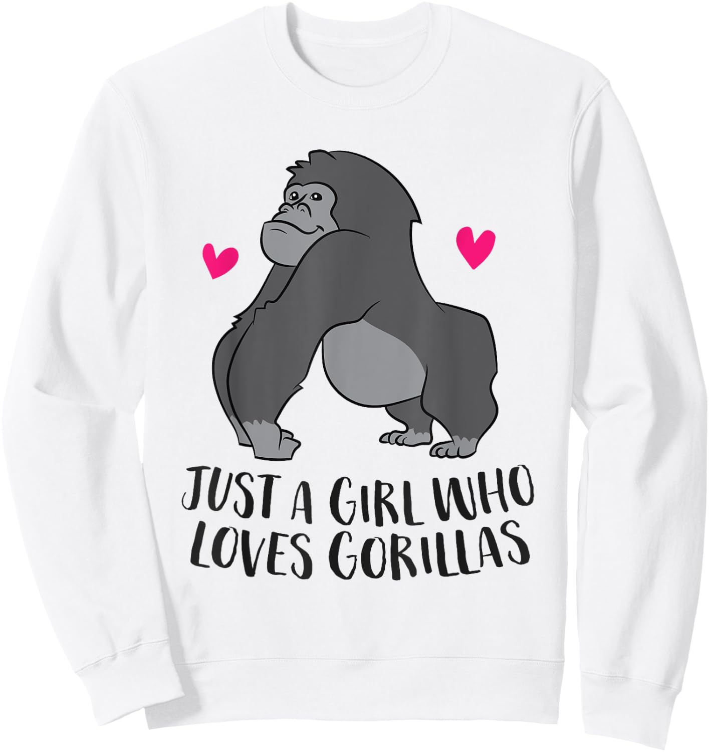 Just a Girl Who Loves Gorillas Cute Gorilla Girl Sweatshirt - Sweatshirt | White