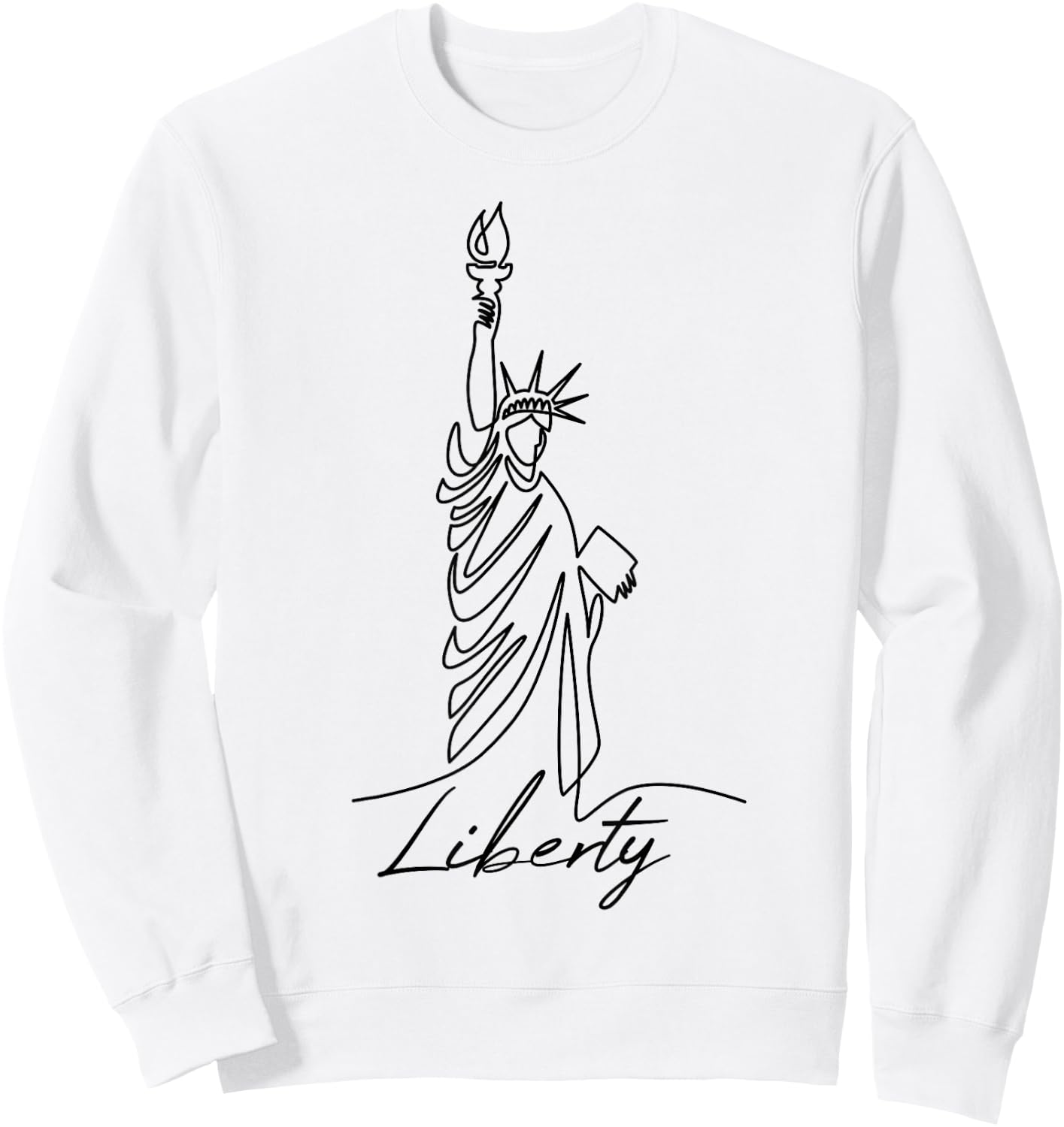 Statue of Liberty Hand Drawn One Line New Art Drawing York Sweatshirt - Sweatshirt | White