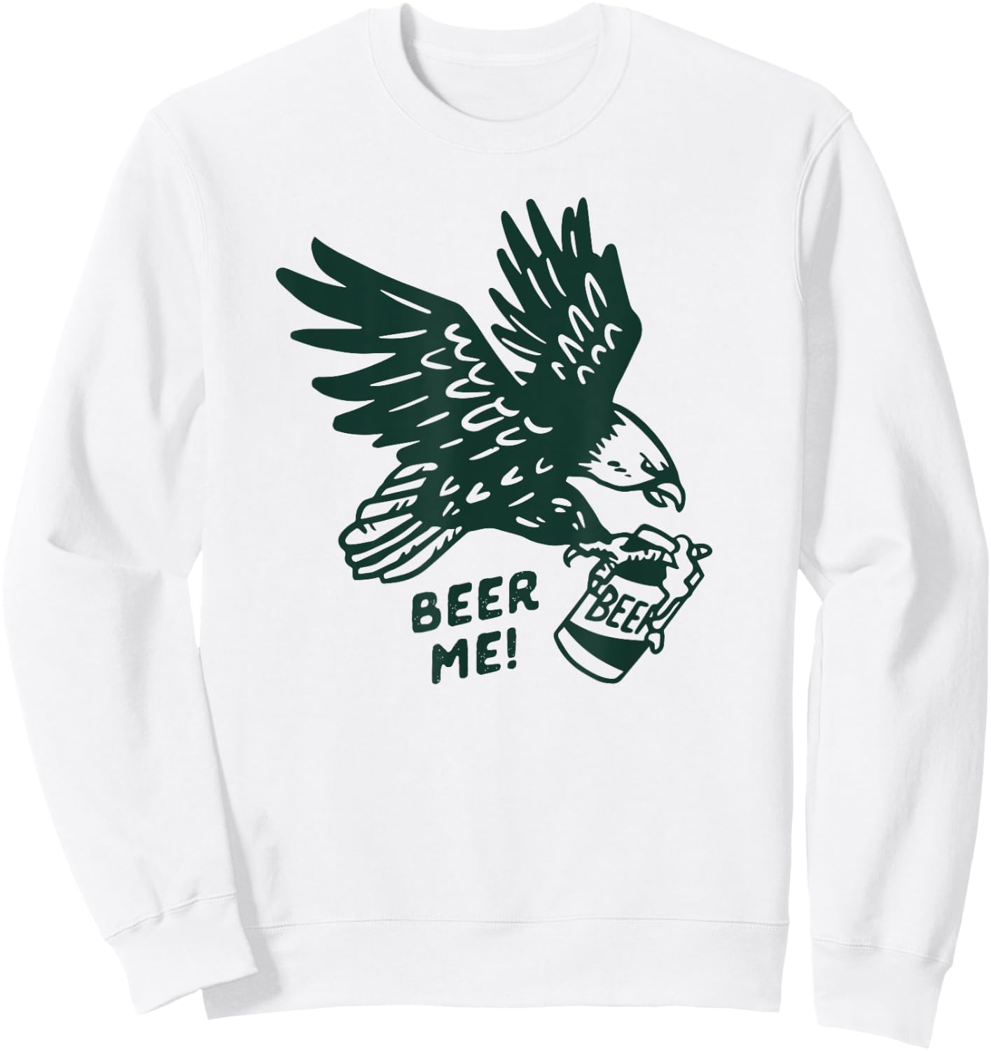 Patriotic USA Beer Drinking Eagle Shirt. Patriotism Beer Women Men Sweatshirt - Sweatshirt | White