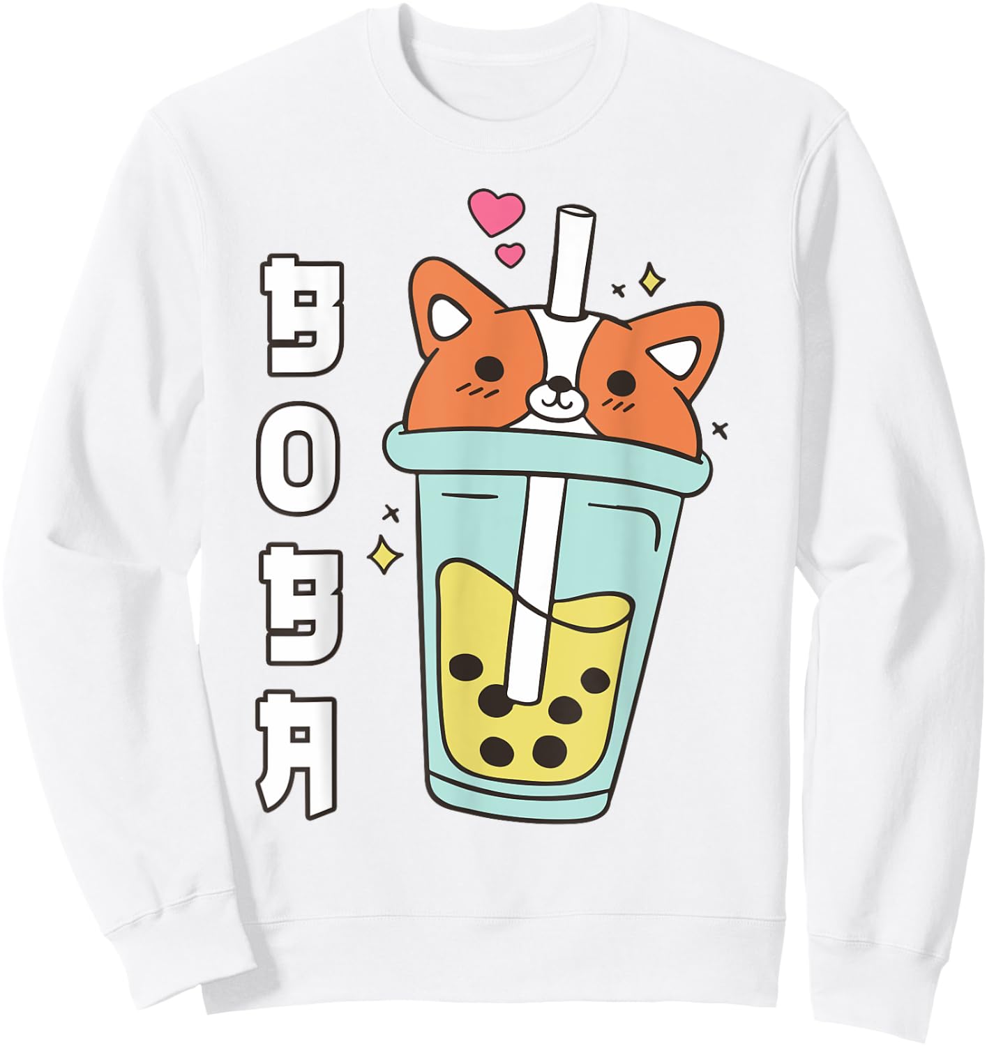 Cute Corgi Boba Tea Kid Girl Dog Mom Lover Gift Kawaii Anime Sweatshirt - Sweatshirt | White