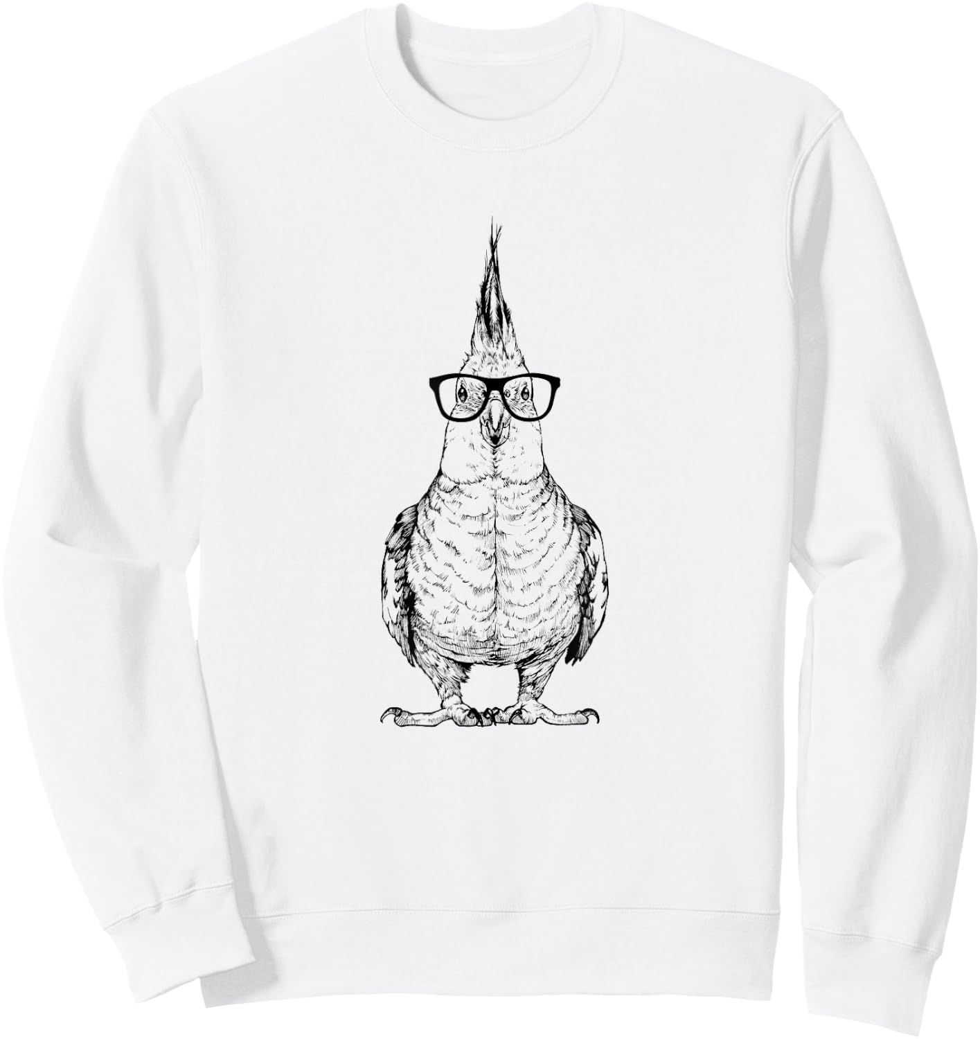 The Pawster Cockatiel Nerdy Glasses Cockatoo Bird Sweatshirt - Sweatshirt | White