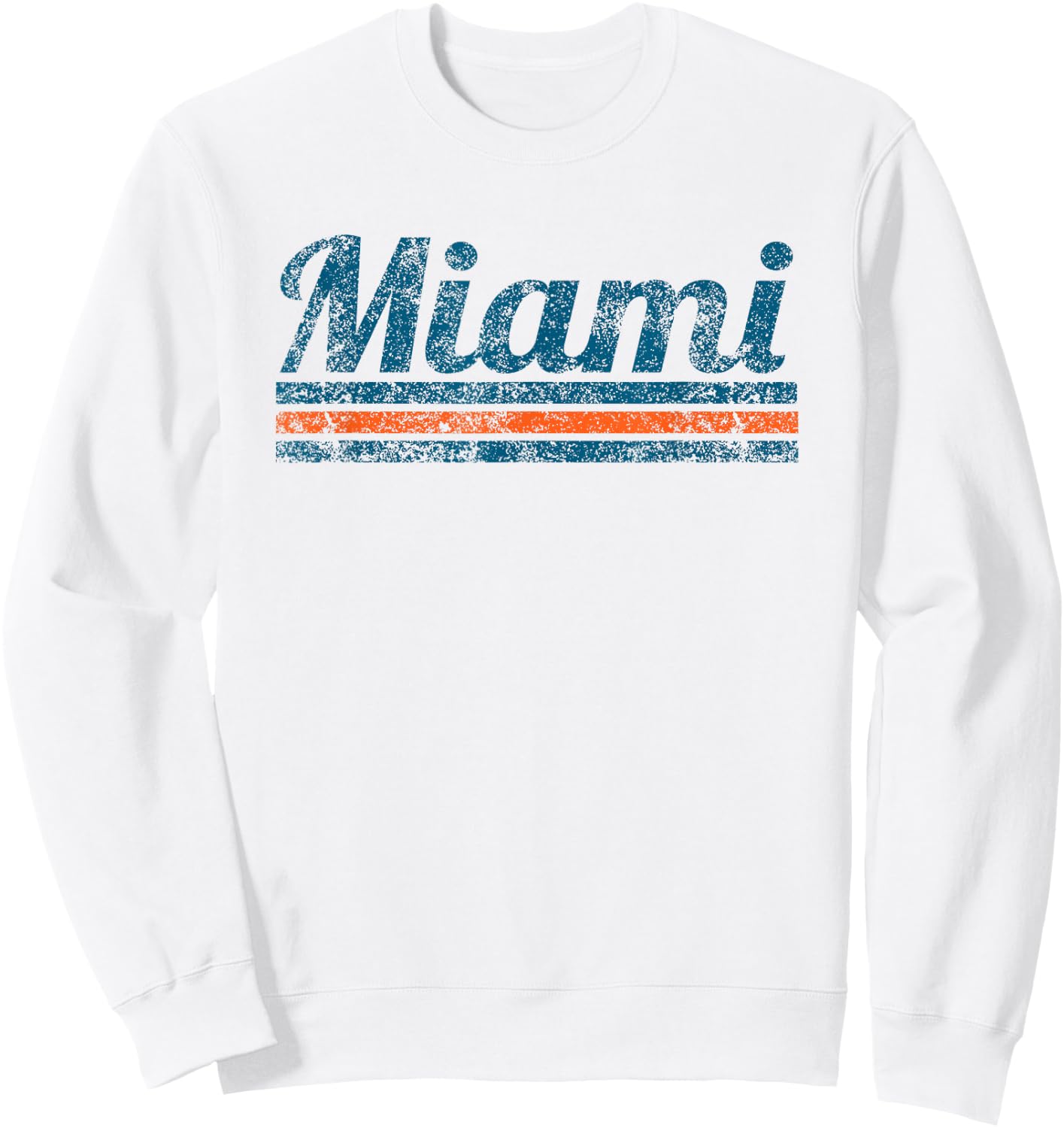 Miami Florida Retro Vintage Weathered Stripe Throwback Sweatshirt - Sweatshirt | White