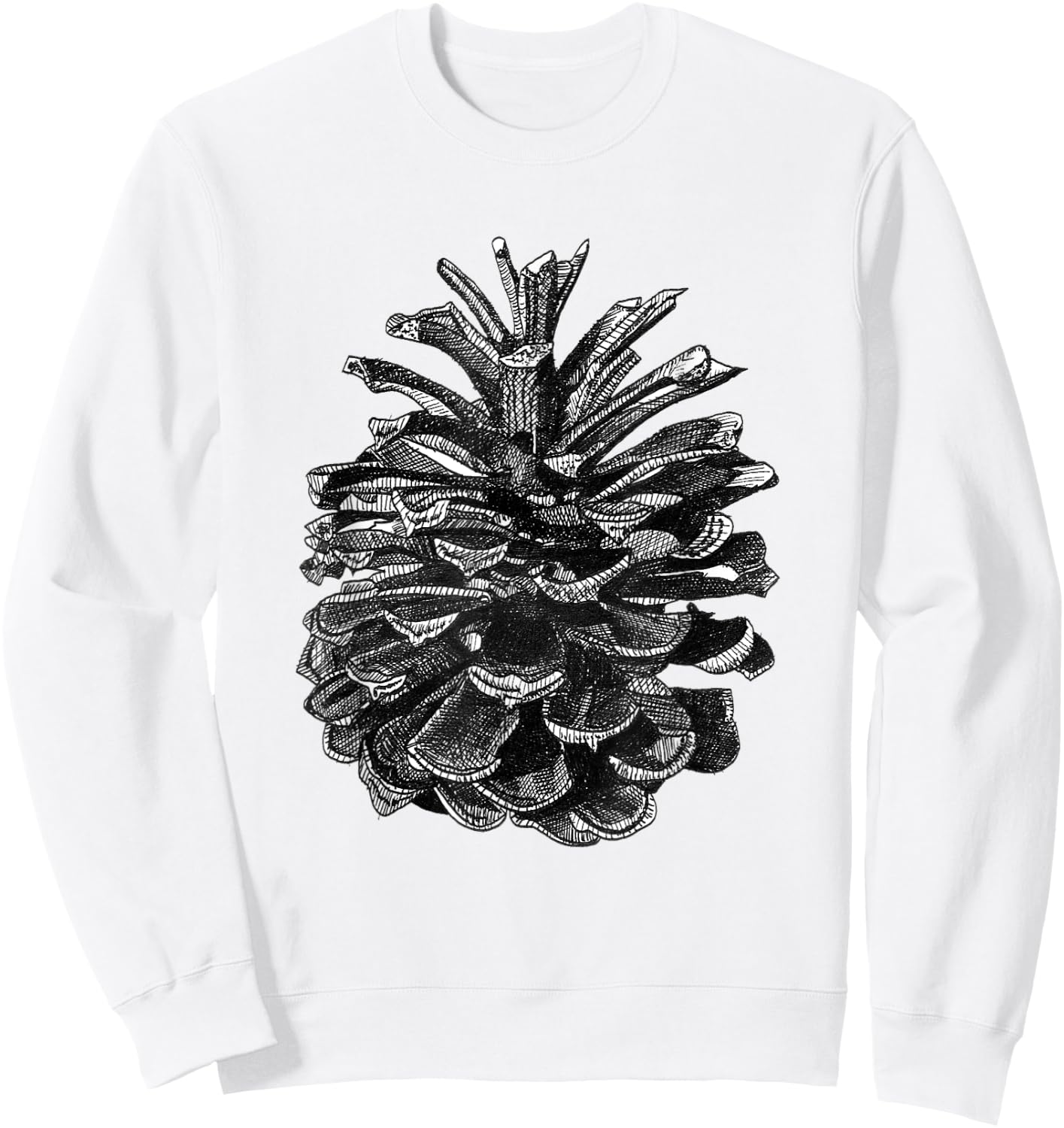 Conifer Pine Cone Woodland Walk Drawing Sweatshirt - Sweatshirt | White