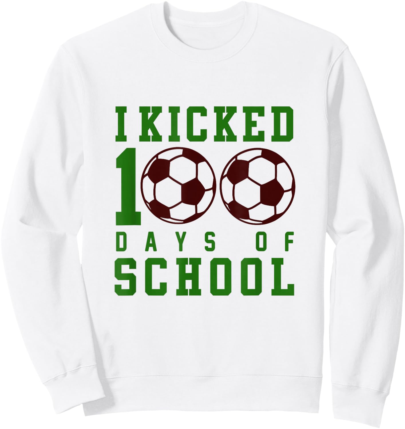 Happy 100 Days of School 100th Day Boys Girls Kids Soccer Sweatshirt - Sweatshirt | White