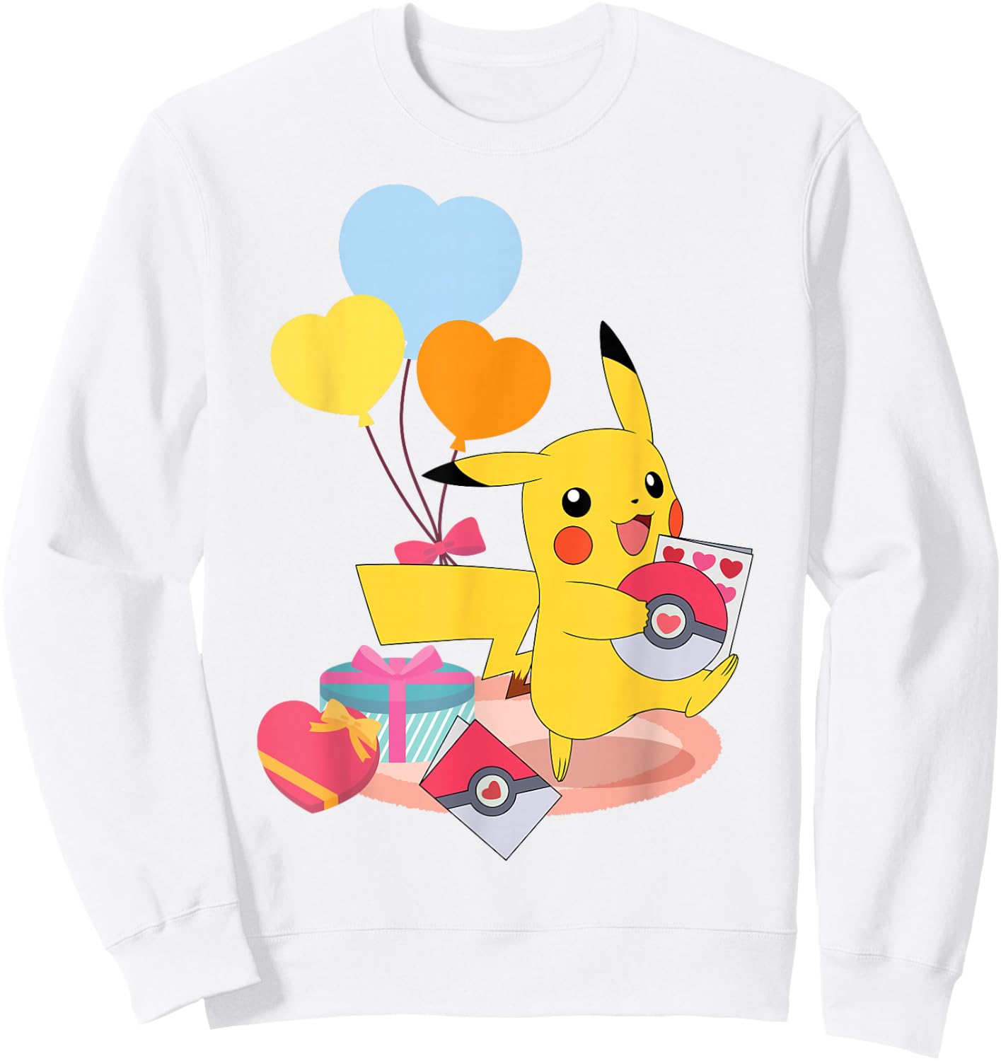 Pokémon - Pikachu Valentine's Day Hearts Pokeball Cards Sweatshirt - Sweatshirt | White