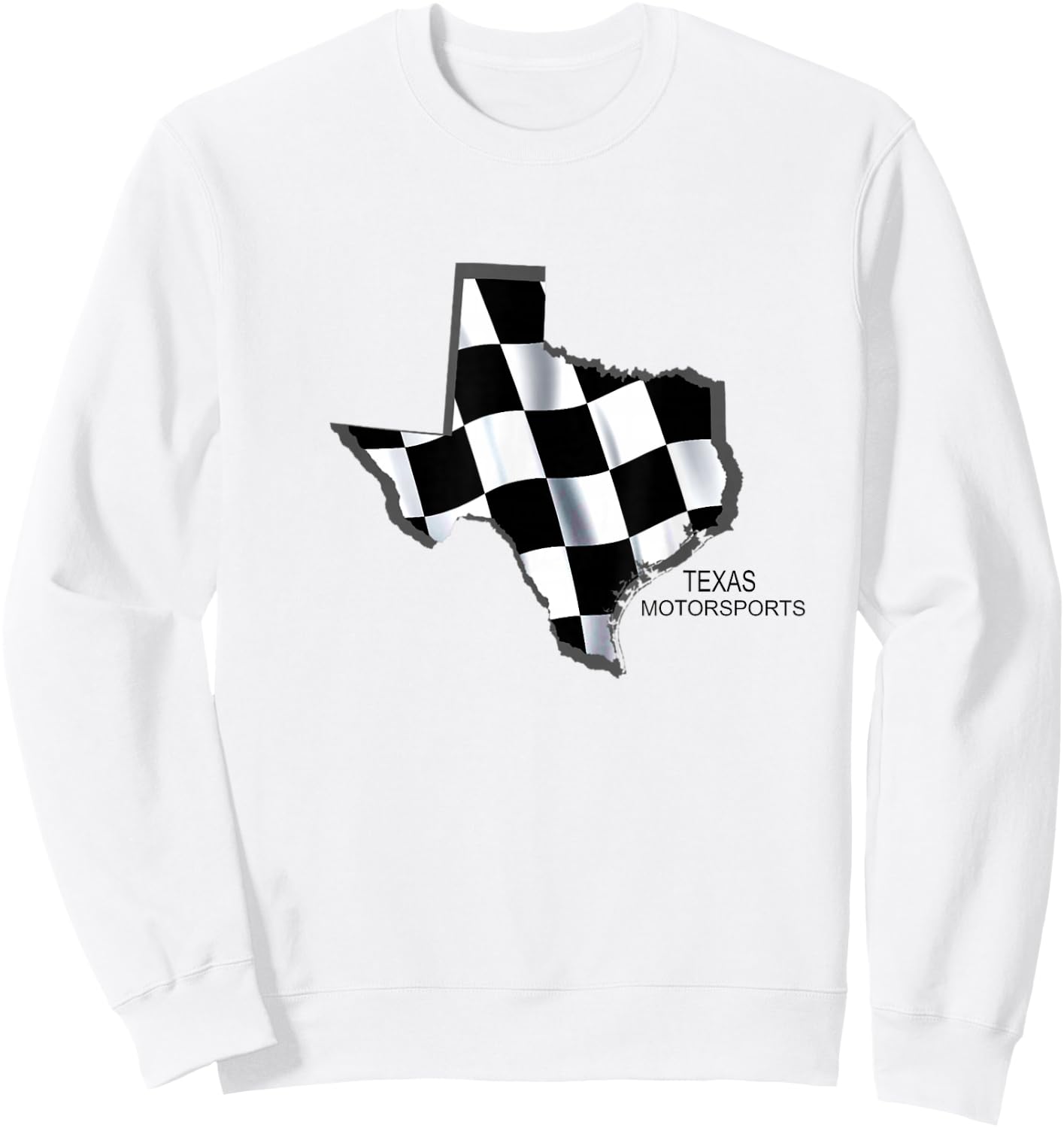 Texas Racing Speedway Checkered Race Flag Sweatshirt - Sweatshirt | White