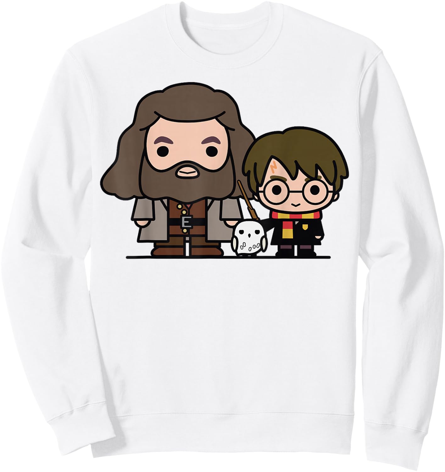Harry Potter Hagrid Hedwig And Harry Cute Cartoon Sweatshirt - Sweatshirt | White