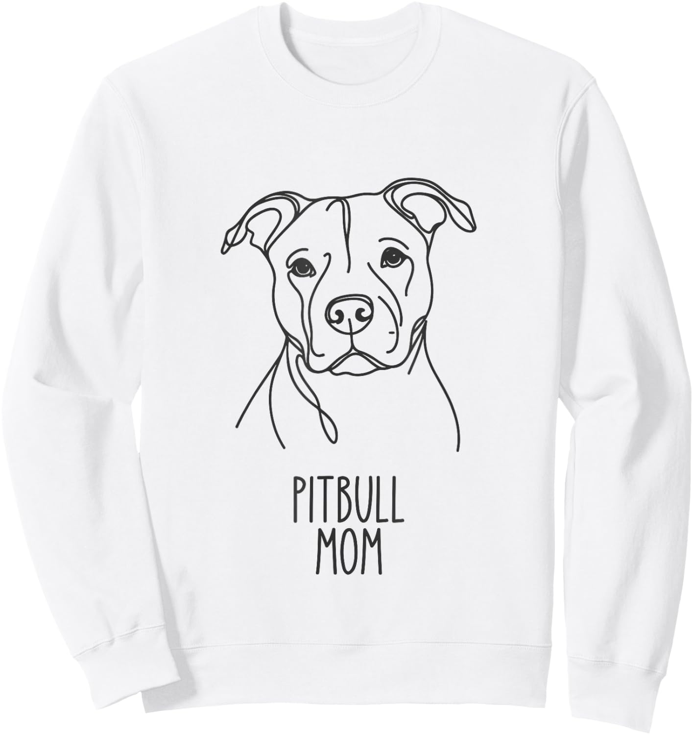 Line Art Best Dog Mom Women - Pitbull Sweatshirt - Sweatshirt | White