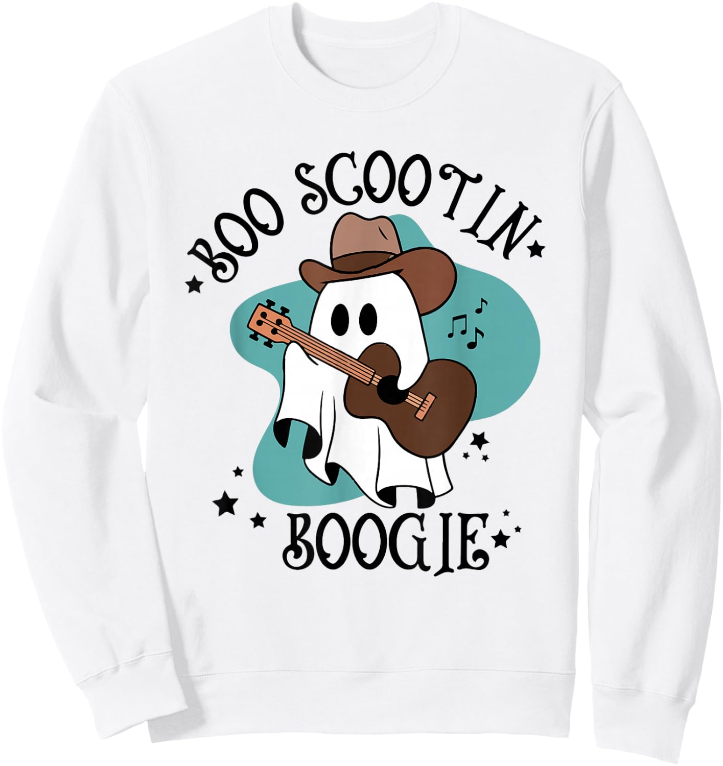 Retro Western Halloween Cowboy Cute Ghost Boo Scootin Boogie Sweatshirt - Sweatshirt | White