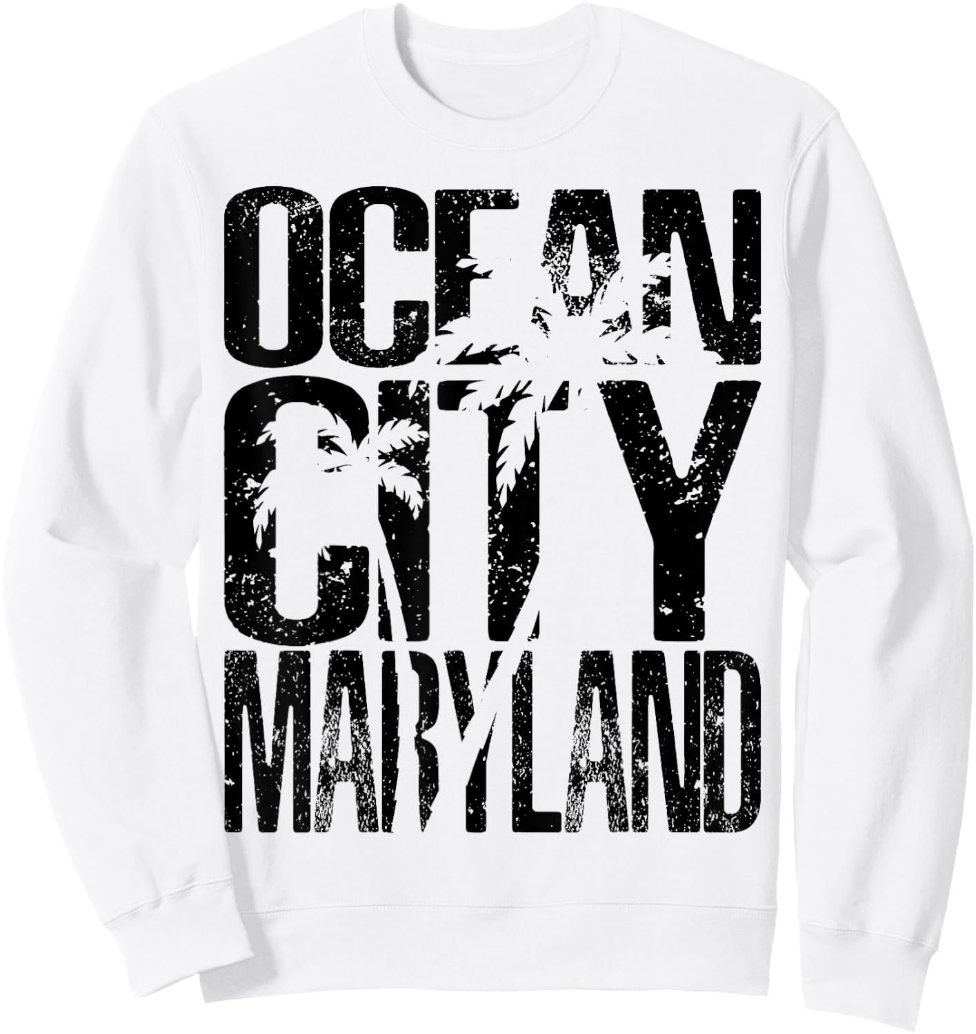 OCMD Ocean City Maryland retro vintage palm tree Sweatshirt - Sweatshirt | White
