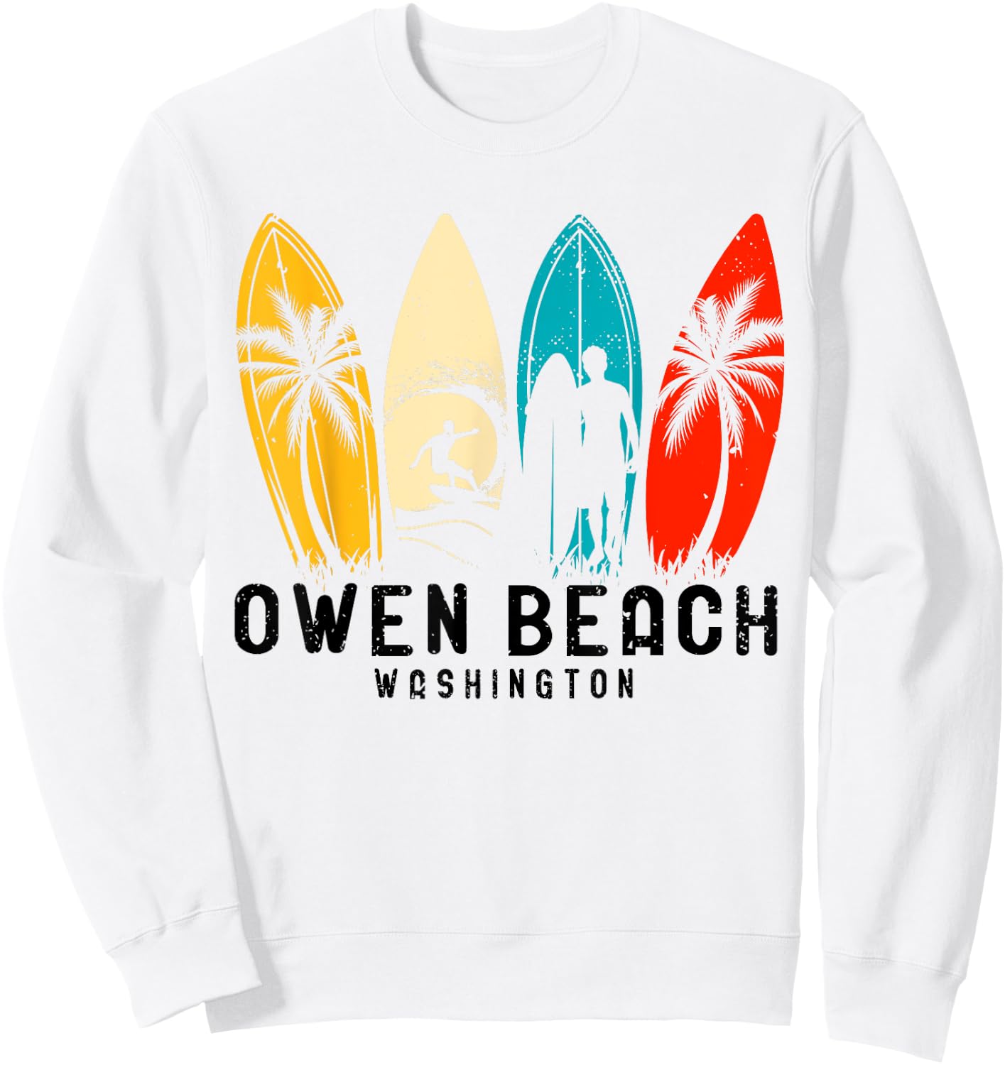 Vintage Washington Owen Beach Surfboarder Women Kids Sweatshirt - Sweatshirt | White