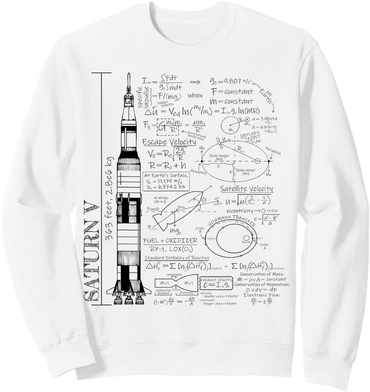 Saturn V Saturn 5 Rocket Science Equations Sweatshirt - Sweatshirt | White