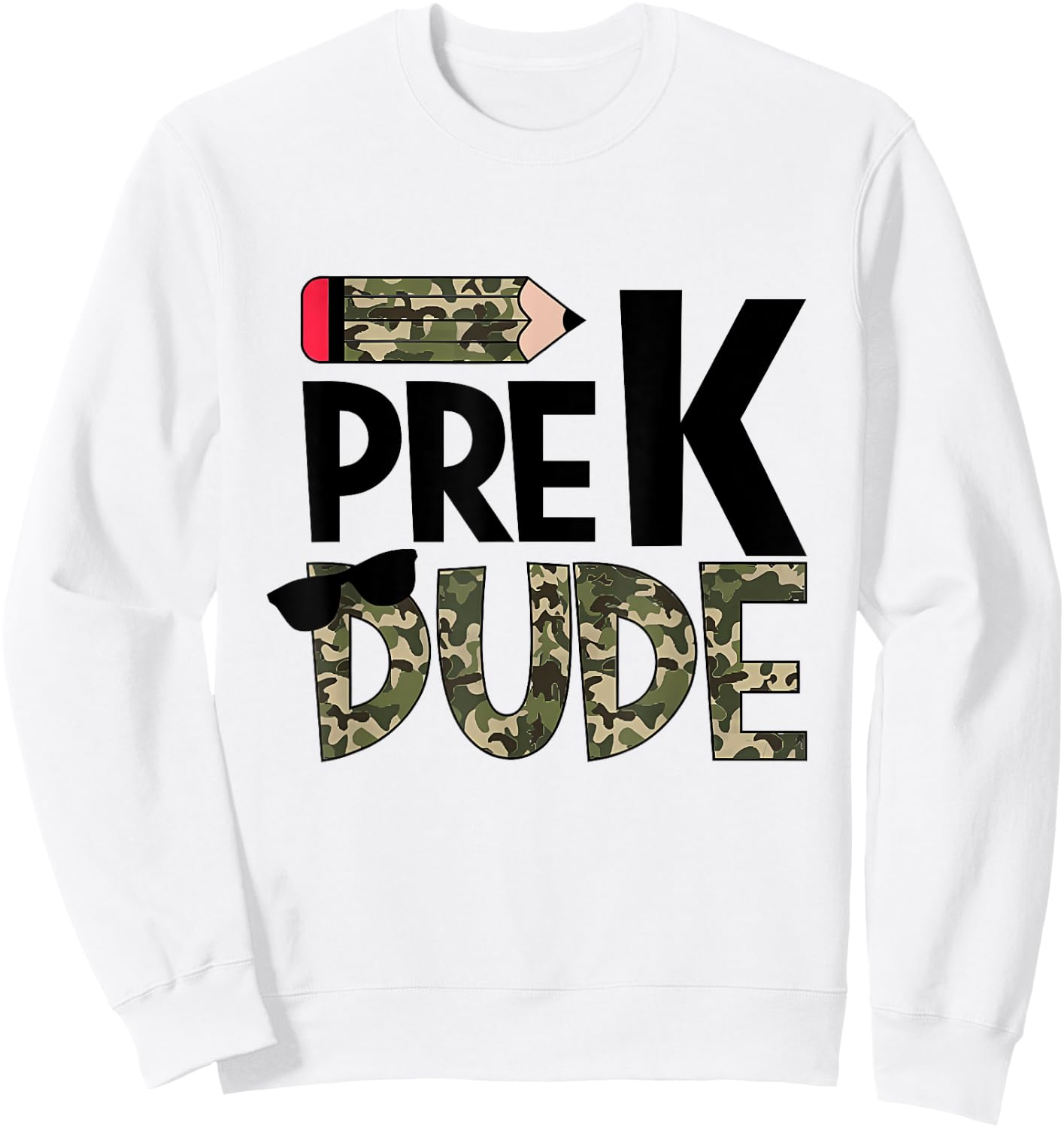 Back To School Pre-K Dude Camouflage Funny Teacher Kid Sweatshirt - Sweatshirt | White