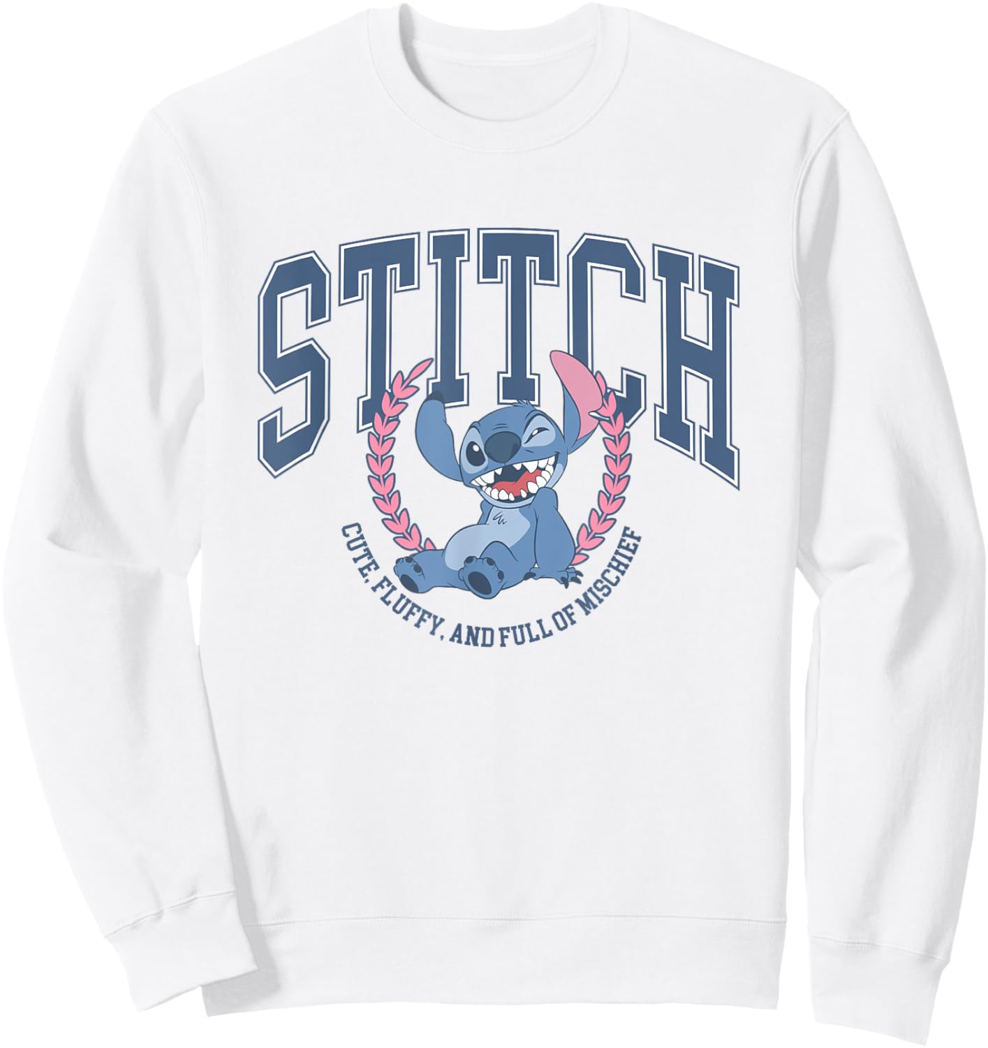 Disney Lilo & Stitch Cute Fluffy & Full Of Mischief Logo Sweatshirt - Sweatshirt | White