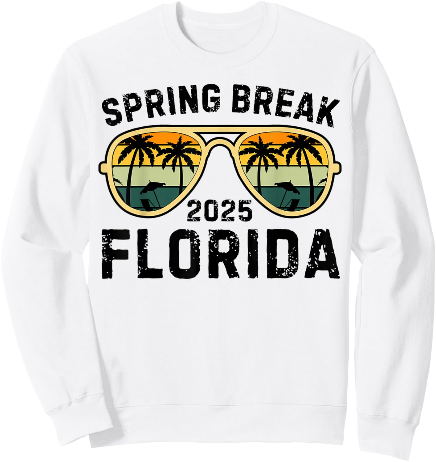 Spring Break Florida 2025 Family Vacation Matching Retro Sweatshirt - Sweatshirt | White