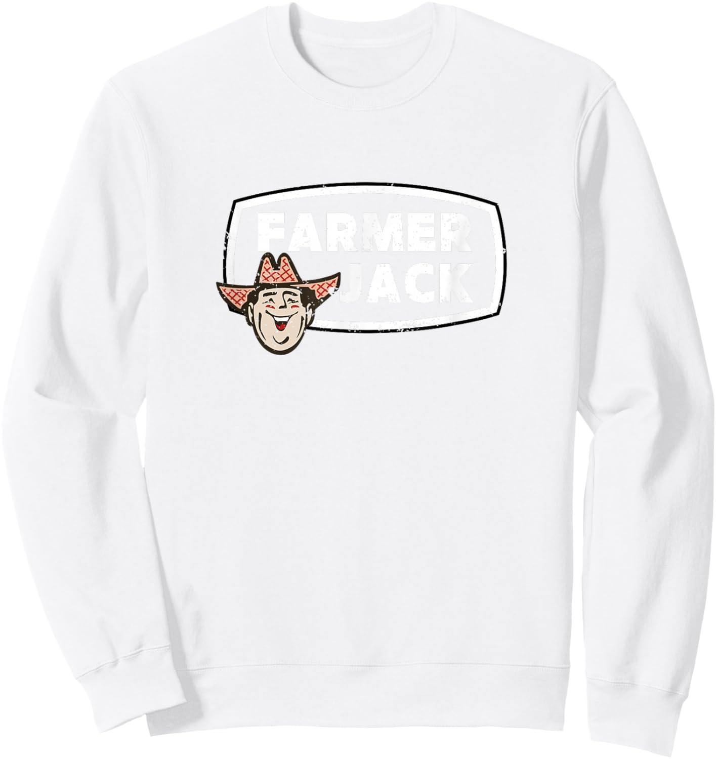 Farmer Jack Retro 80s Funny Men's & Women's Vintage Graphic Sweatshirt - Sweatshirt | White