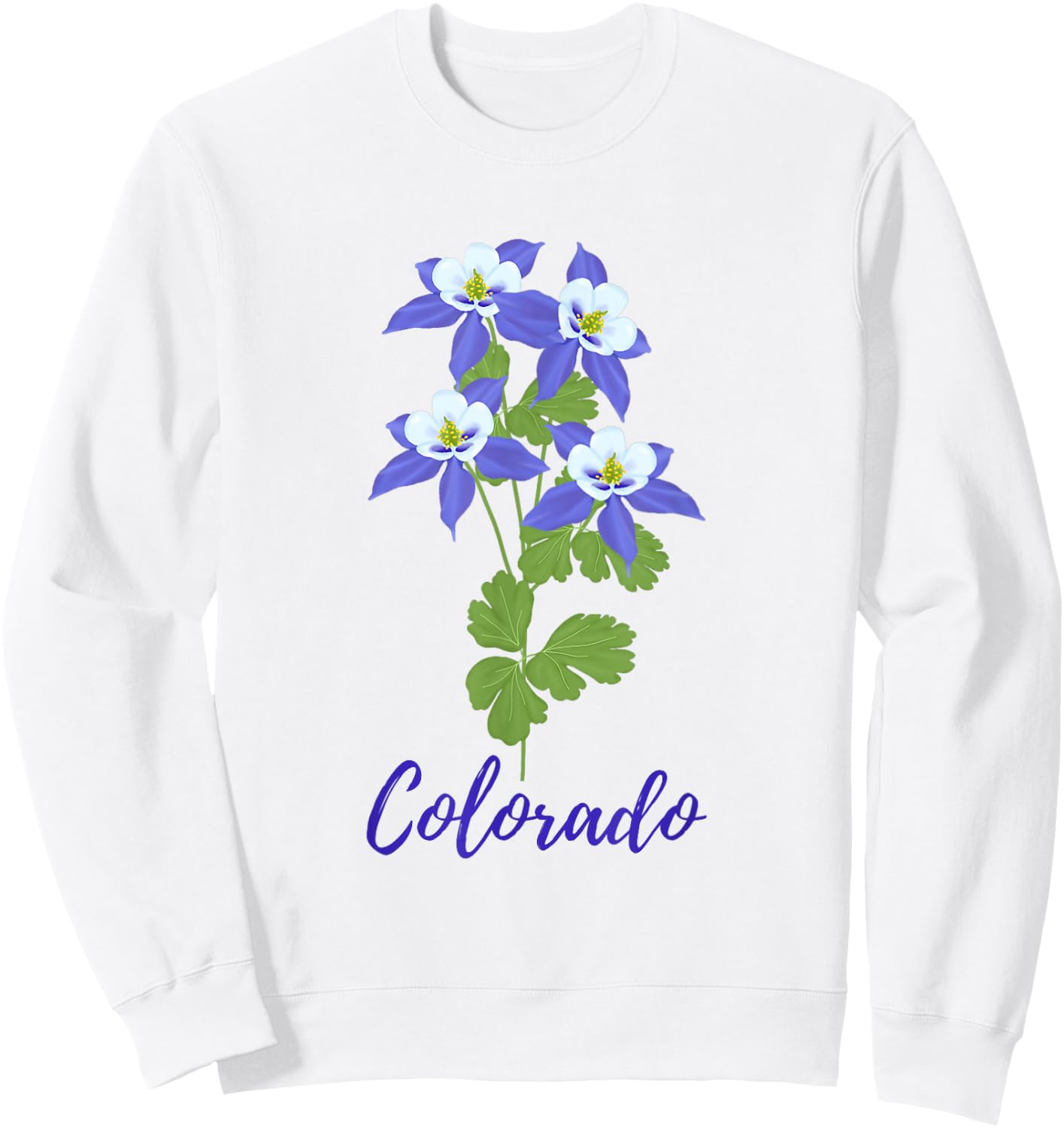 Colorado Columbine Flower Wildflower Nature Hiking Travel Sweatshirt - Sweatshirt | White