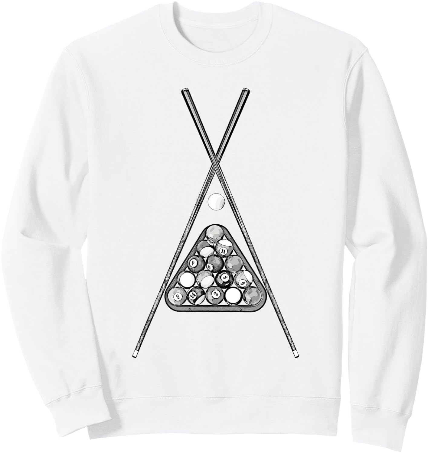 For Pool Player With Cue Ball Rack & Sticks Billiards Sweatshirt - Sweatshirt | White