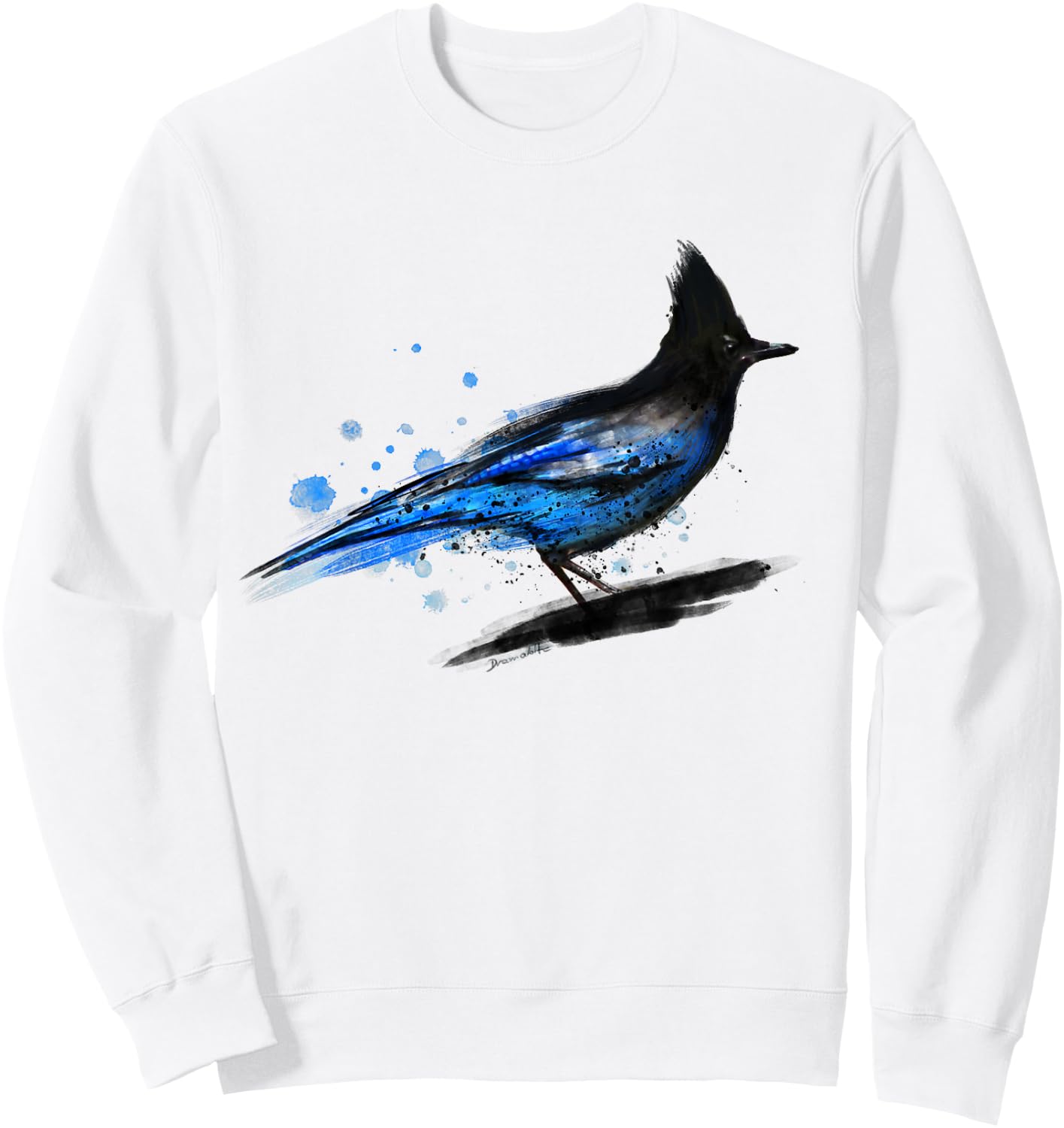 Watercolor blue stellar jay bird artistic animal watercolour Sweatshirt - Sweatshirt | White