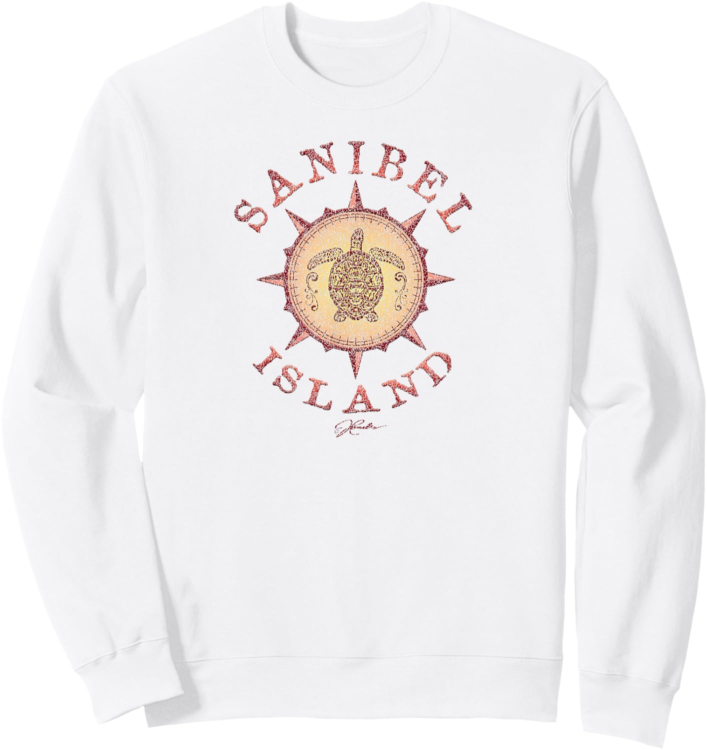 JCombs: Sanibel Island, FL, Sea Turtle on Windrose Sweatshirt - Sweatshirt | White