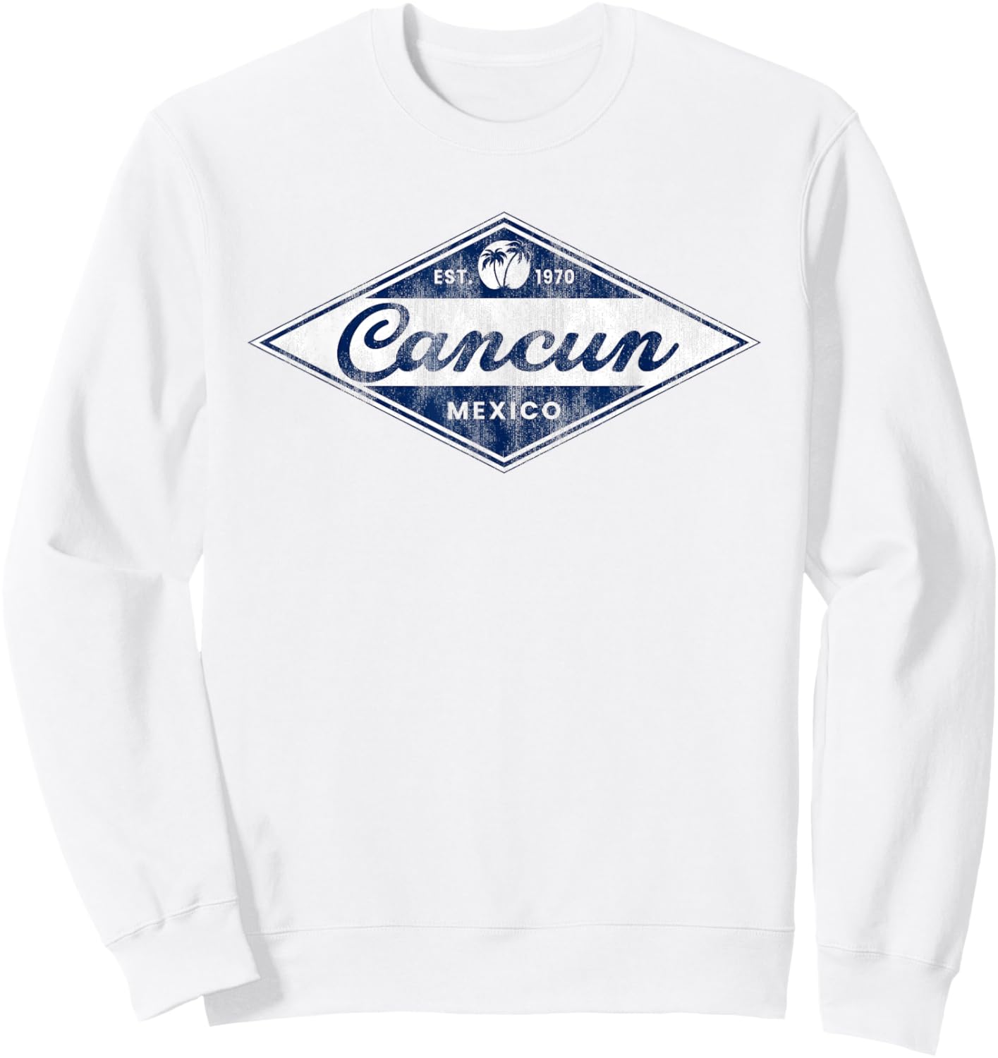 Vintage Cancun Palm Trees retro 70s Surfer Mexican Vacation Sweatshirt - Sweatshirt | White