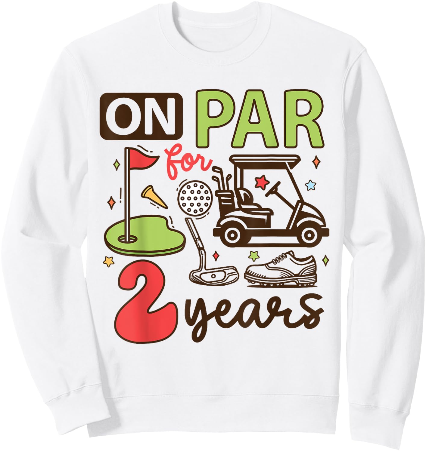 Funny 2nd Birthday Golf Shirt 2 Years Old Golfer Kids Boys Sweatshirt - Sweatshirt | White