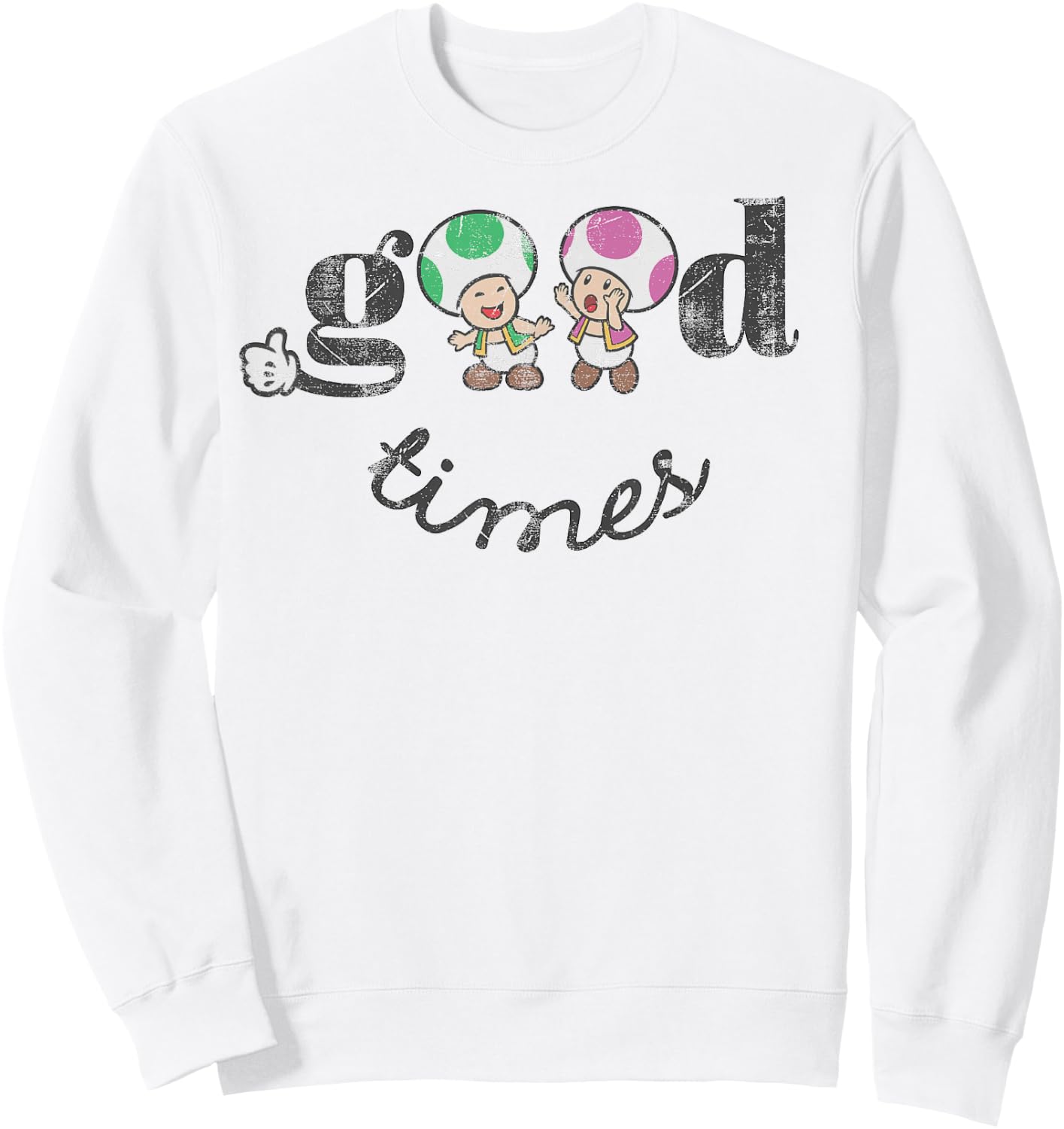 Super Mario Toad & Toadette Good Times Sweatshirt - Sweatshirt | White