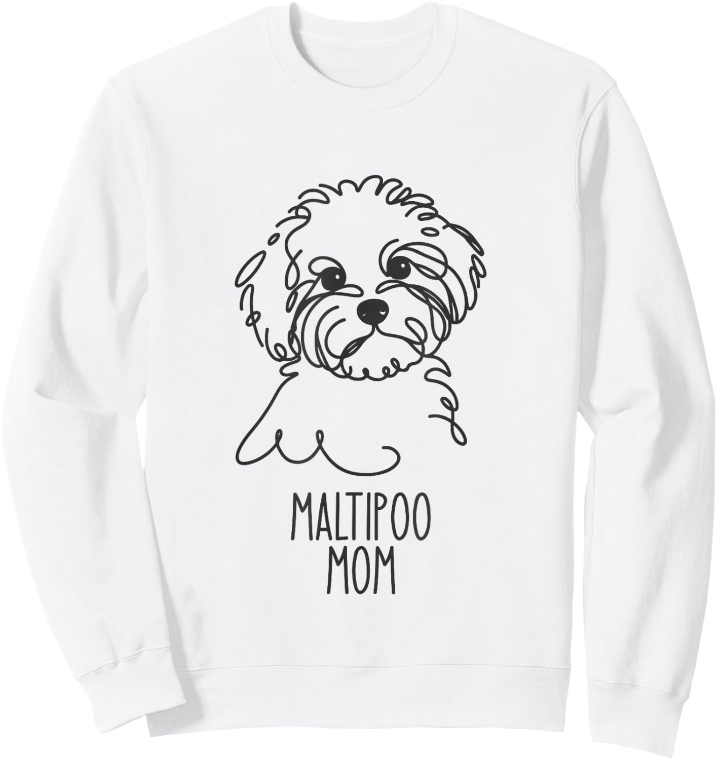 Line Art Best Dog Mom Women - Maltipoo Sweatshirt - Sweatshirt | White