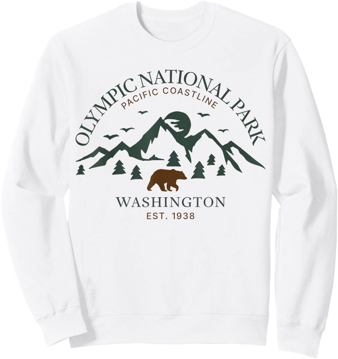 Olympic National Park Washington Mountains Sweatshirt - Sweatshirt | White